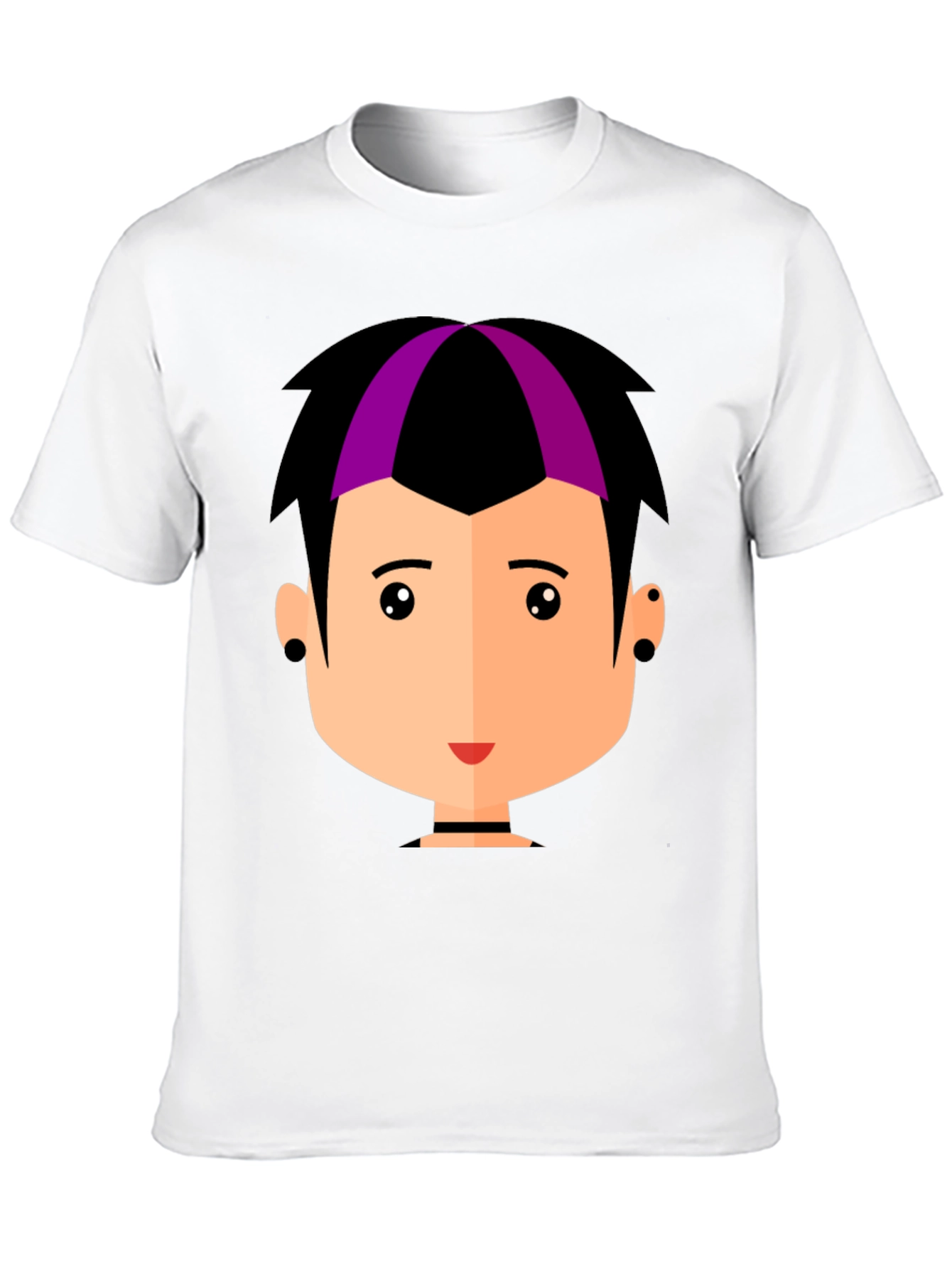 Black Goth Style Cartoon Face Black T-Shirt view 10