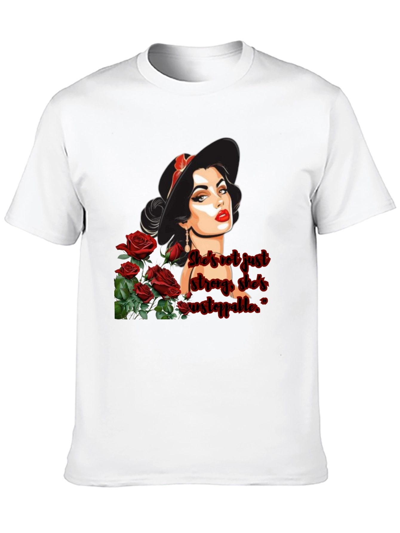 Black Woman & Roses Graphic Tee view 10