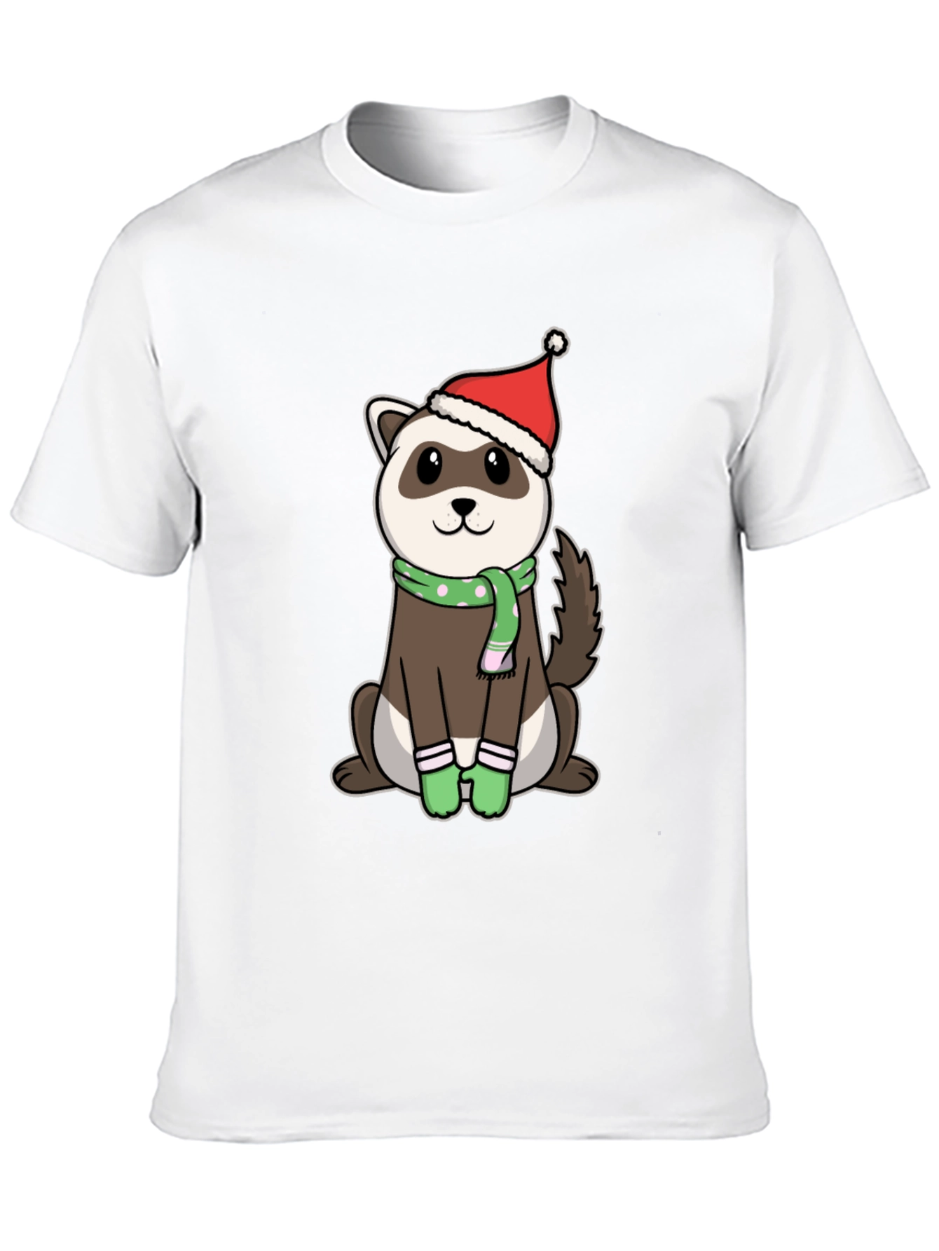 Black Festive Ferret Christmas T-Shirt view 10