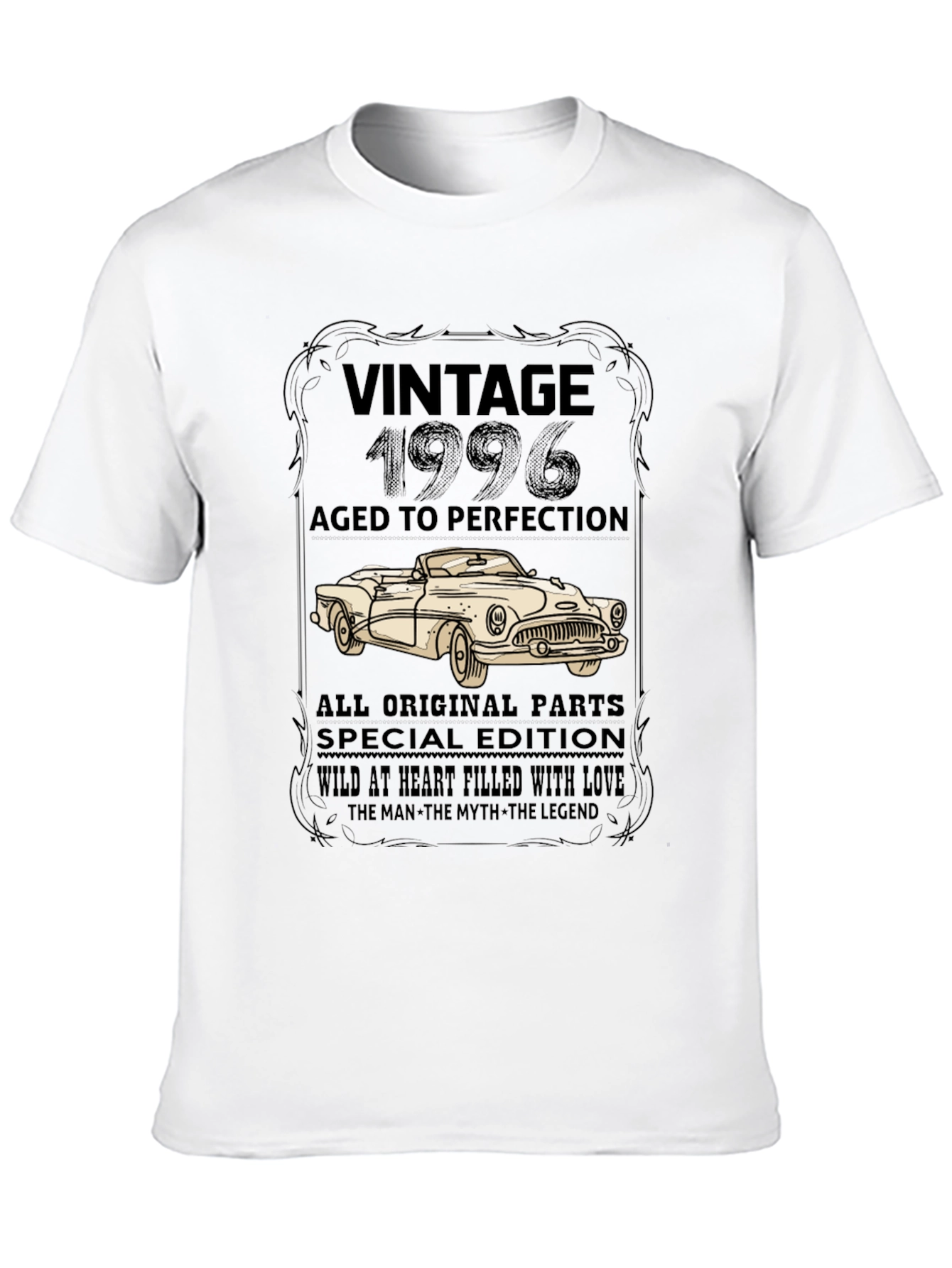 Black Vintage 1996 T-Shirt - Aged to Perfection, Classic Car Design view 10