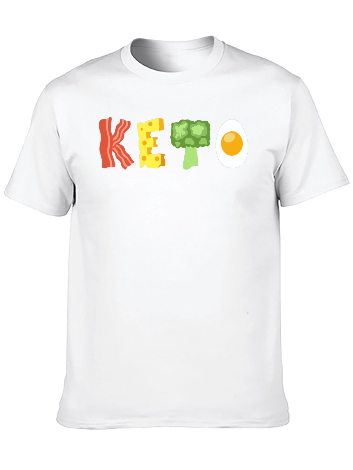 Black Keto Food T-Shirt - Bacon, Cheese, Broccoli, and Egg view 10