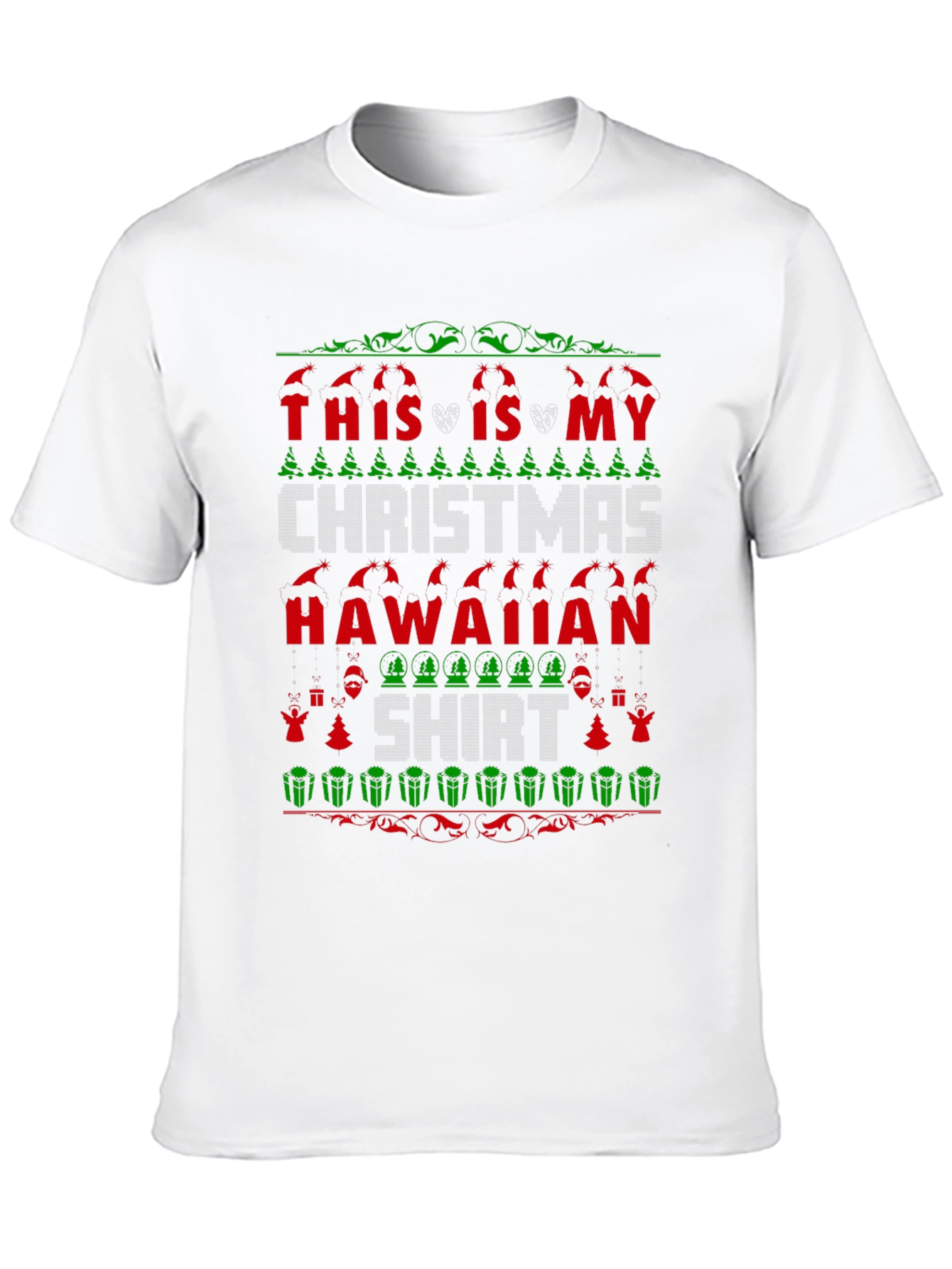 Black Funny Christmas Hawaiian Shirt - Festive Holiday Tee view 10