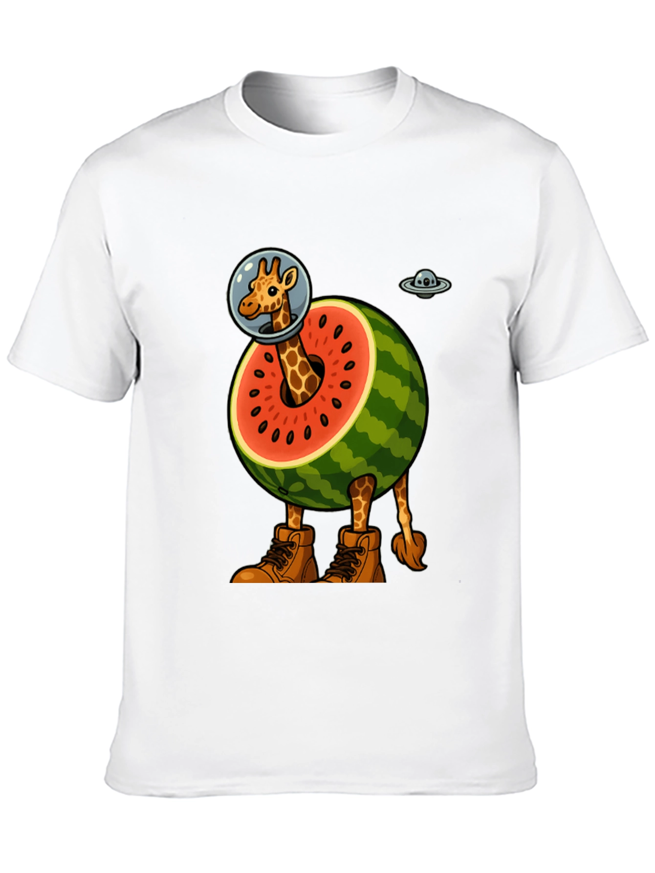 Black Giraffe Astronaut Watermelon T-Shirt view 10