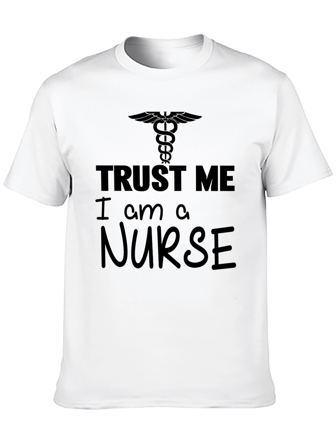 Black Trust Me I Am A Nurse T-Shirt, Caduceus Logo, Black Tee view 10