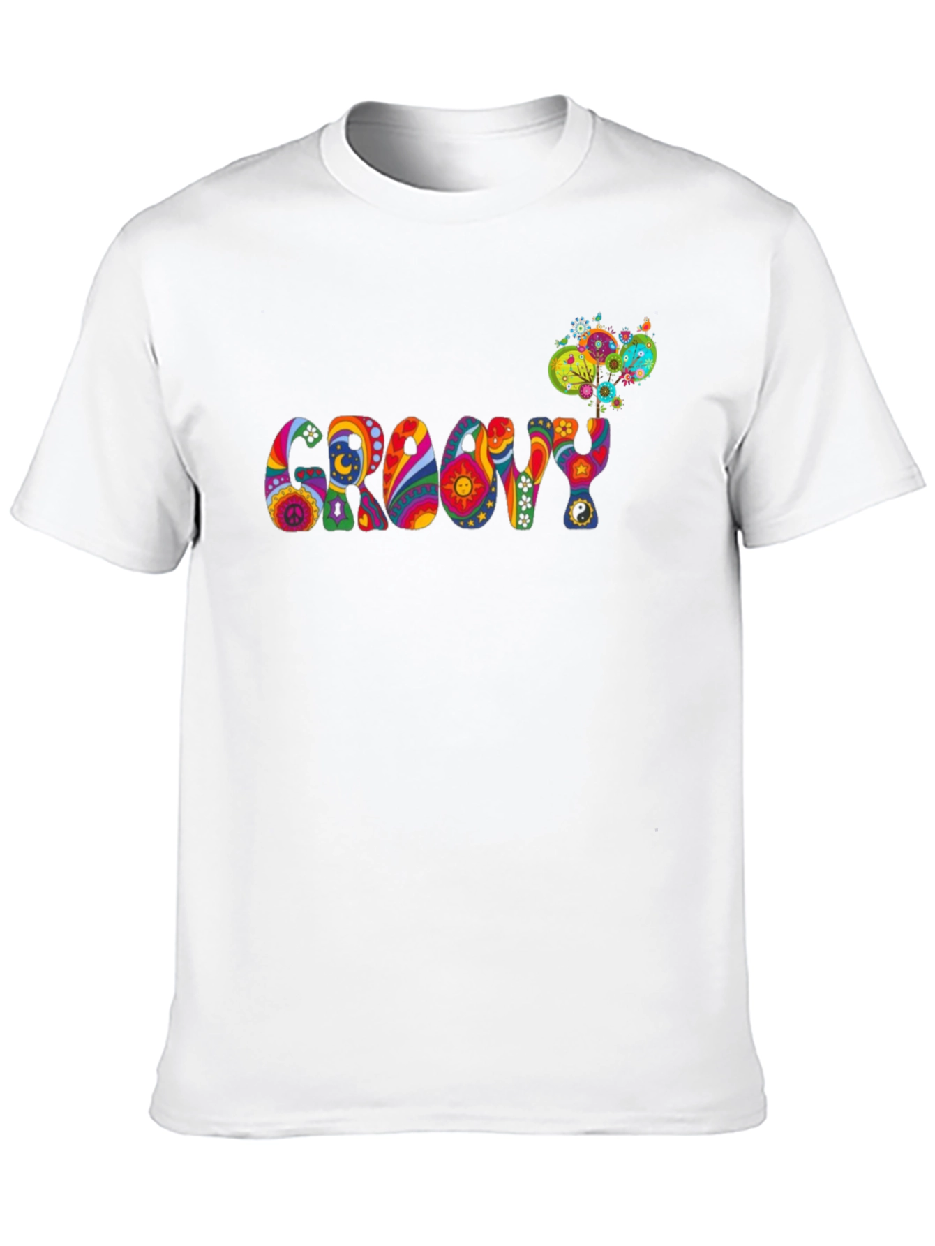 Black Groovy Psychedelic Patterned Black T-Shirt view 10