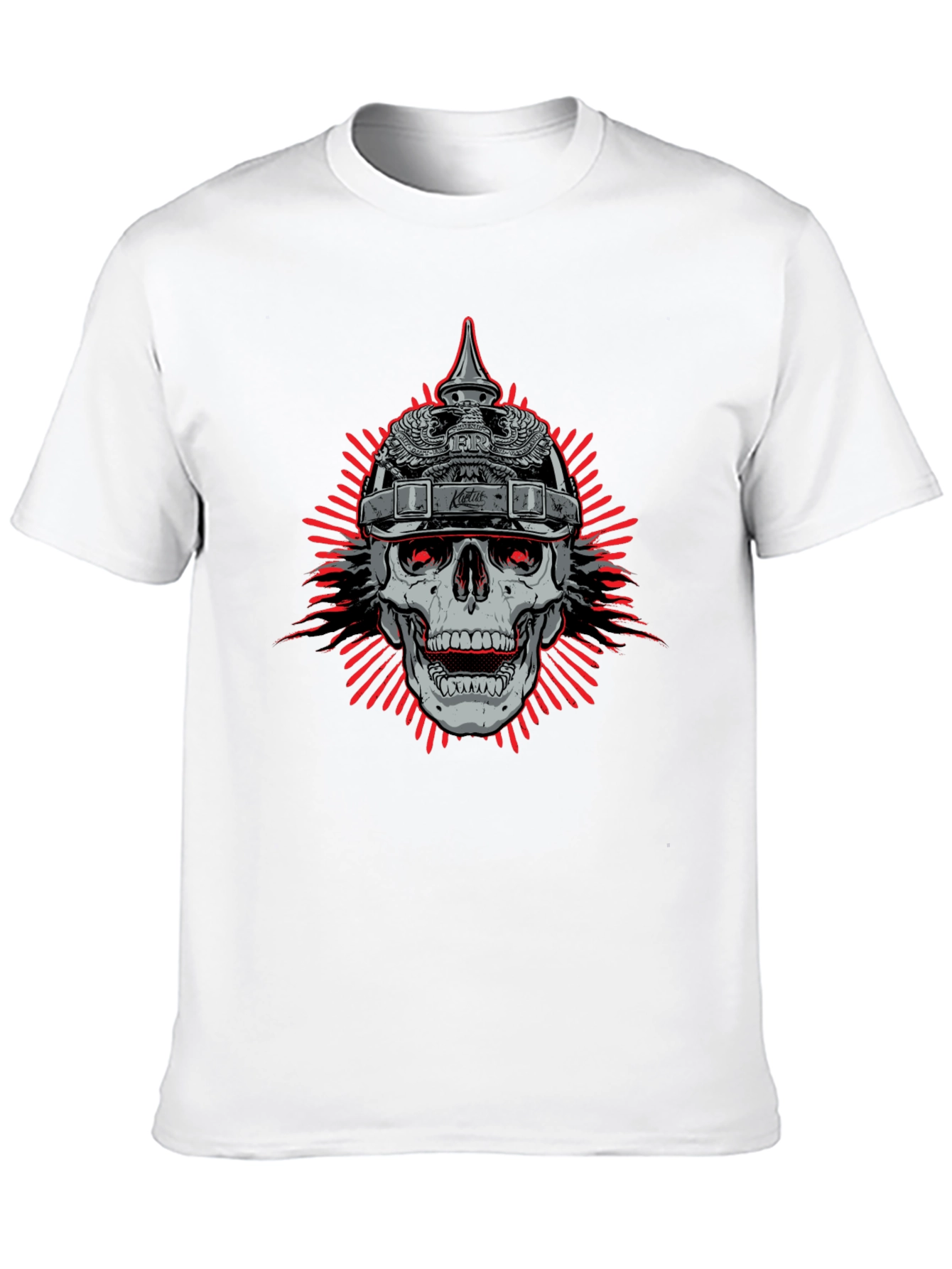 Skull with Helmet Graphic Black T-Shirt - 10