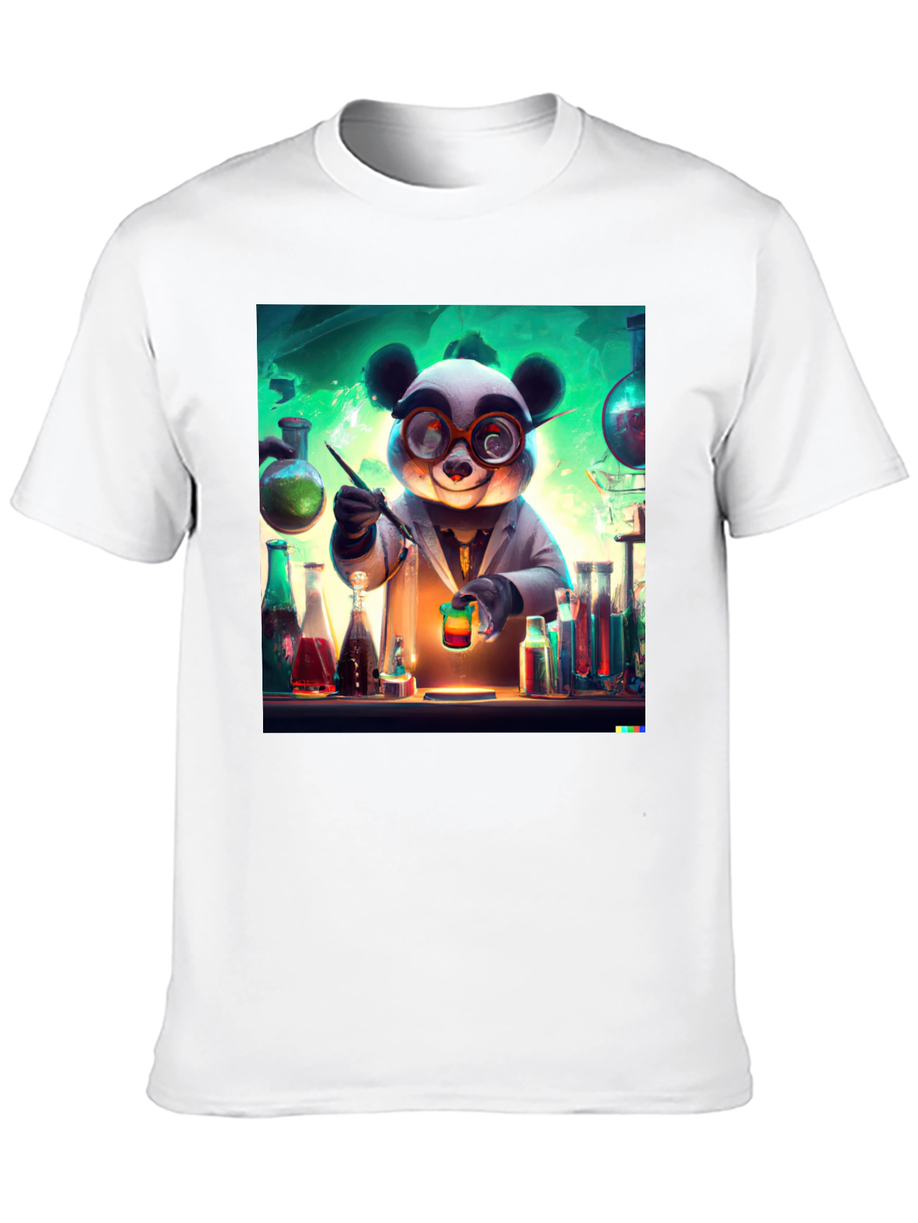 Black Scientist Panda Graphic Tee - Black Cotton T-Shirt view 10