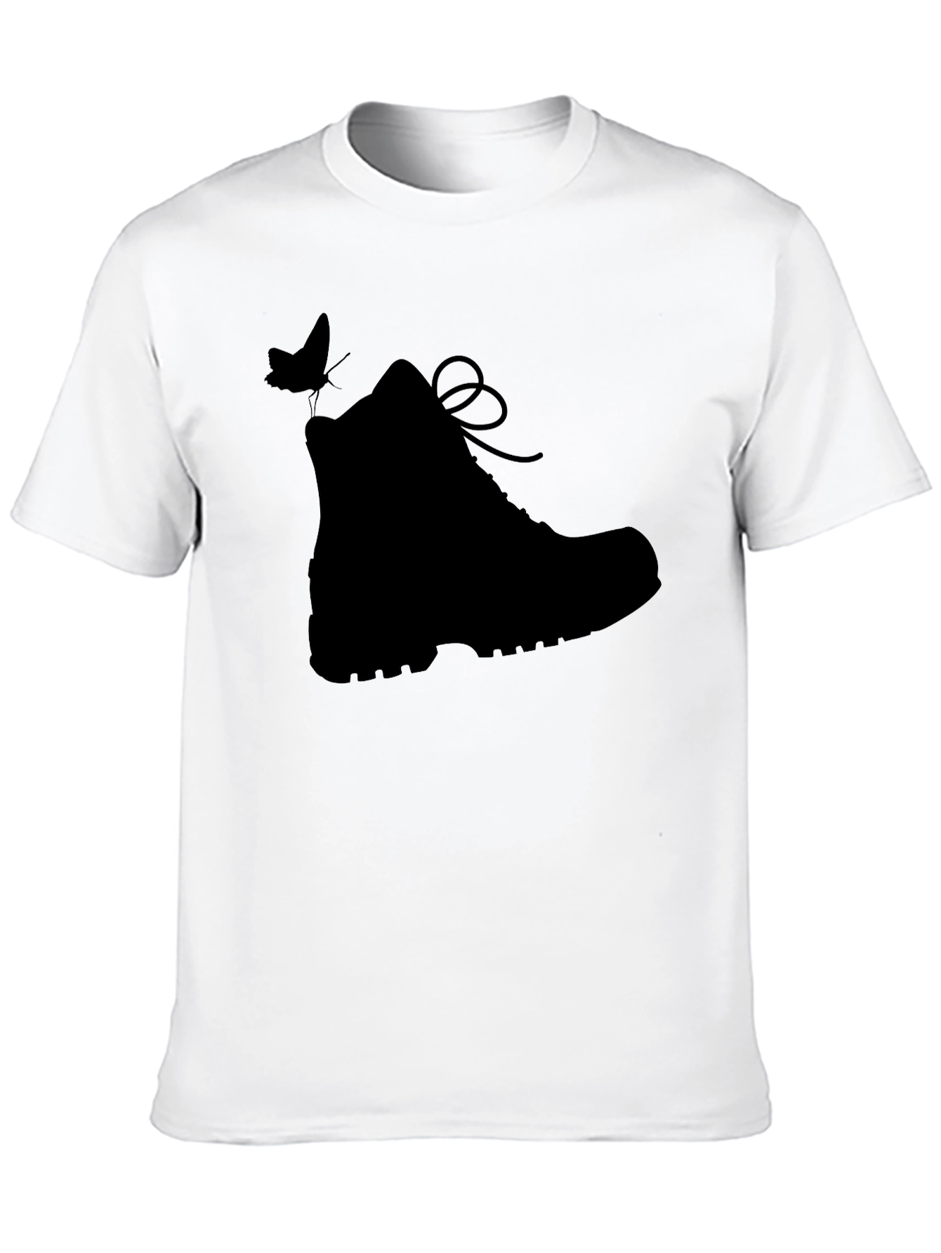 Black Black Hiking Boot & Butterfly Graphic T-Shirt view 10