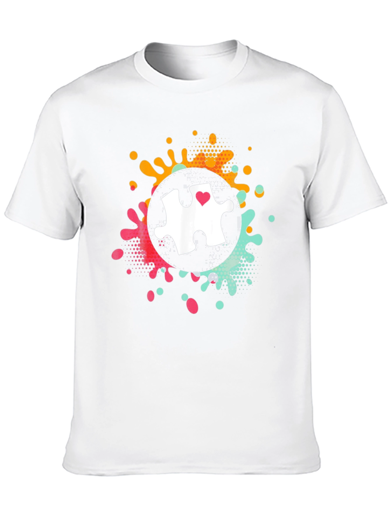 Black Autism Awareness Puzzle Heart T-Shirt view 10