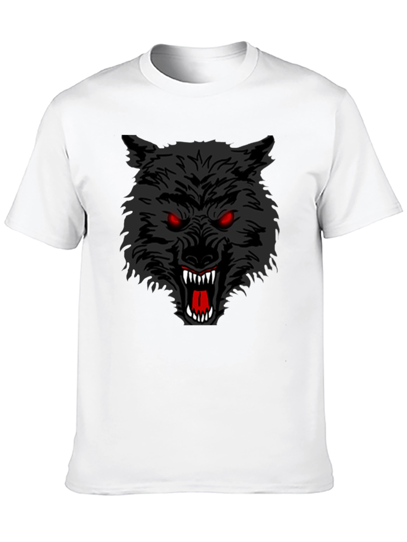 Black Men's Black T-Shirt with Aggressive Wolf Graphic view 10