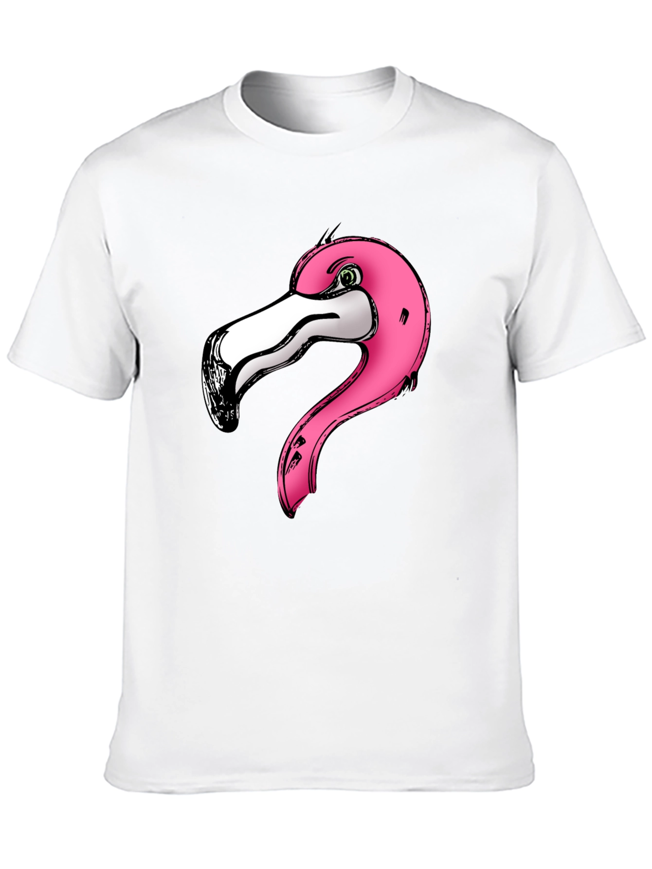 Black Pink Flamingo Graphic Print Black T-Shirt view 10