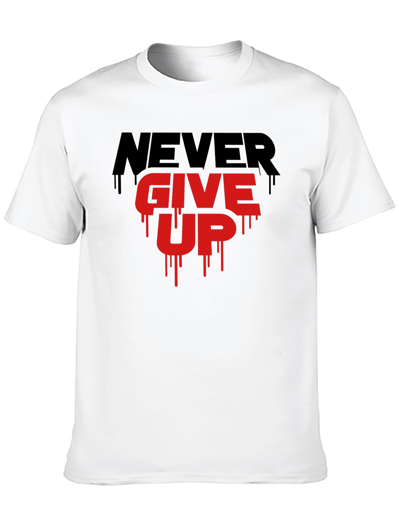 Black Motivational Never Give Up Graphic T-Shirt view 10