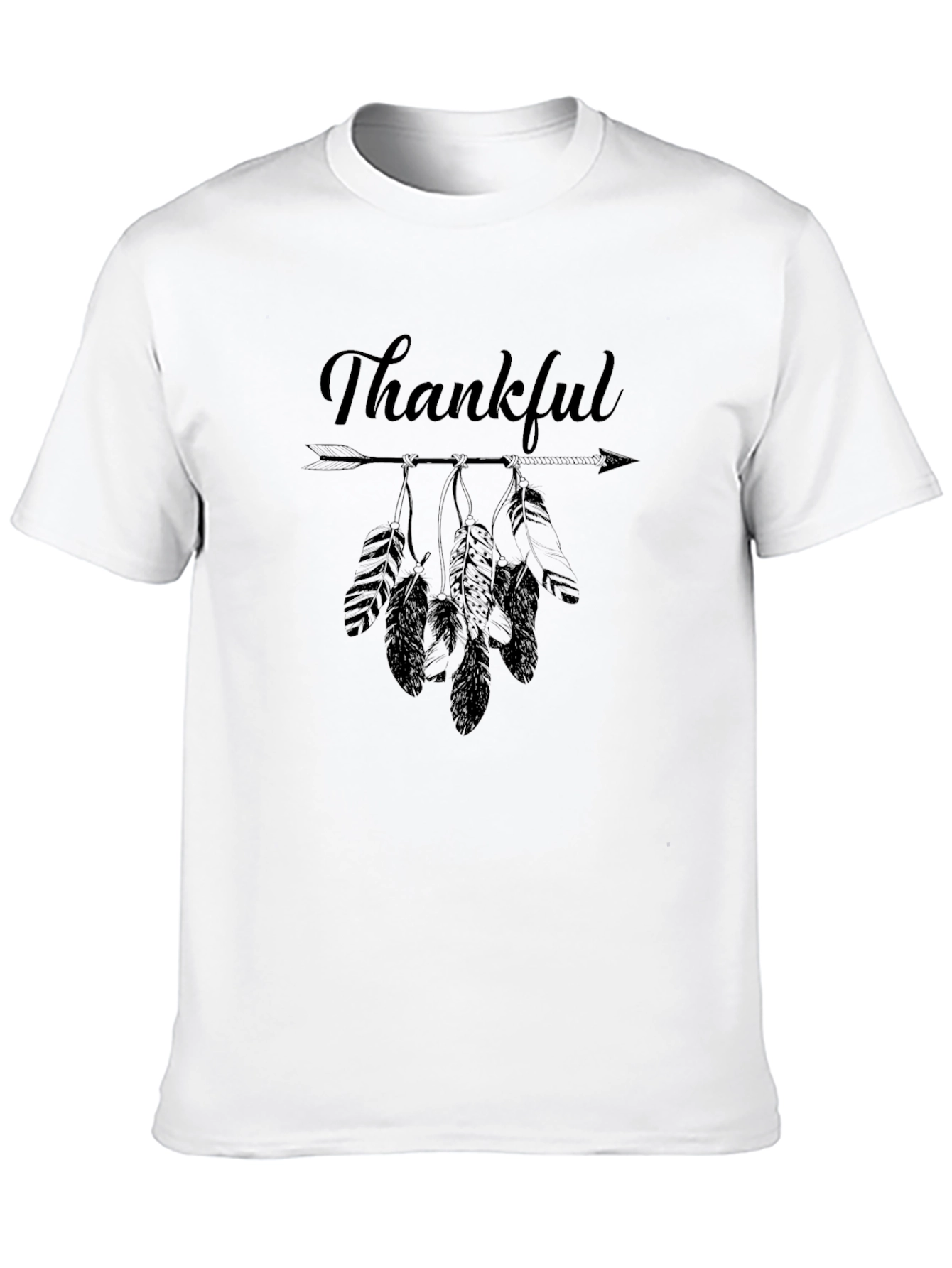 Black Thankful Feather Arrow Graphic Tee - Black view 10