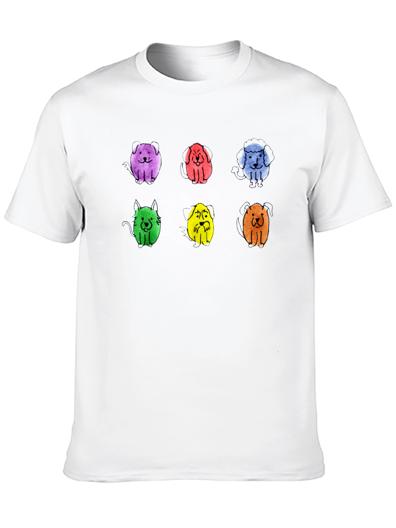 Black Colorful Puppy Print Crew Neck T-Shirt view 10