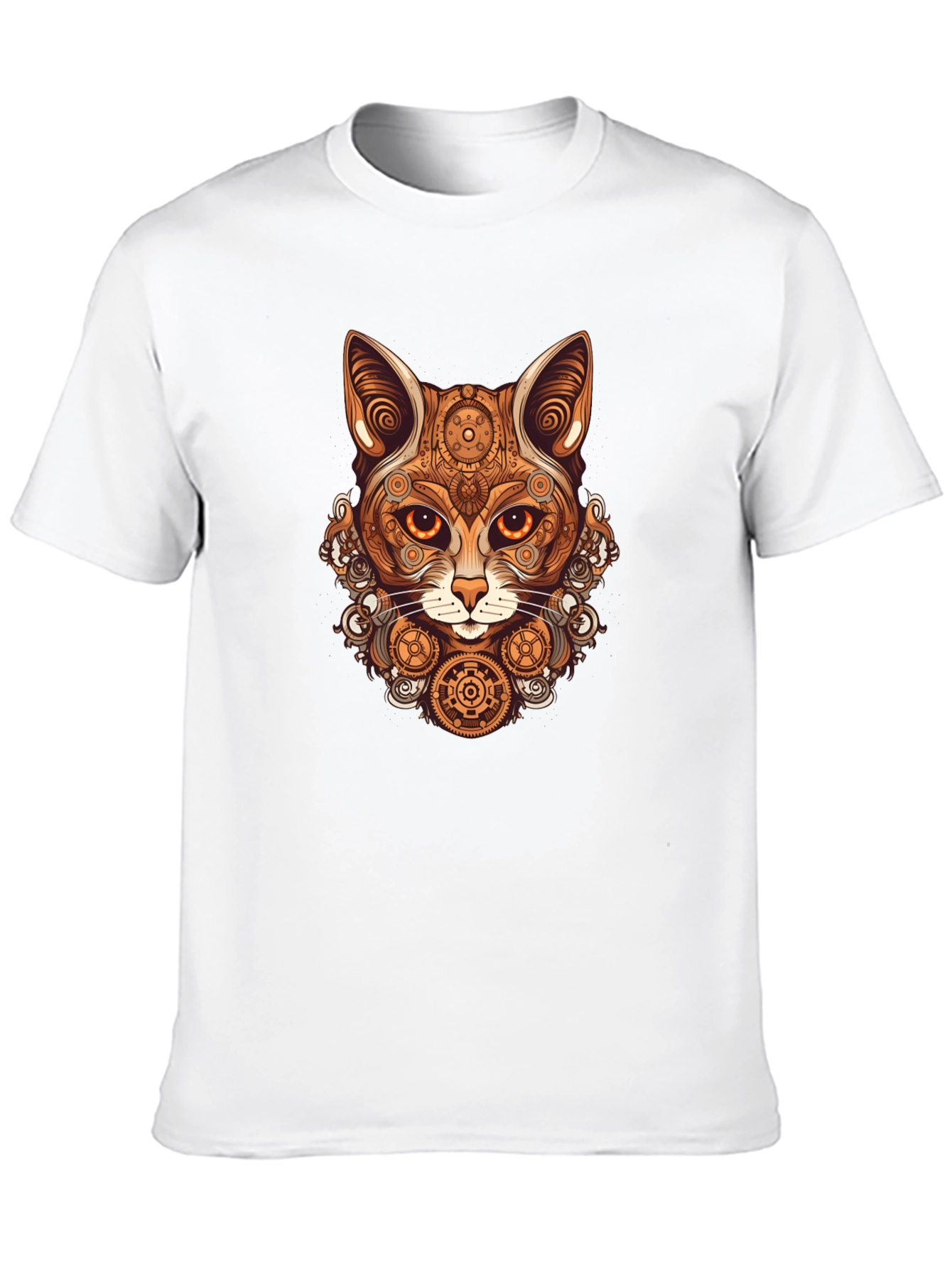 Black Steampunk Cat T-Shirt - Gearwork Feline Design view 10