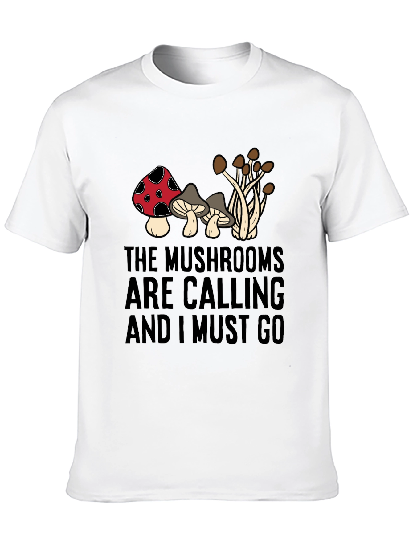 Black Mushroom Calling T-Shirt - Soft Cotton Blend Tee view 10