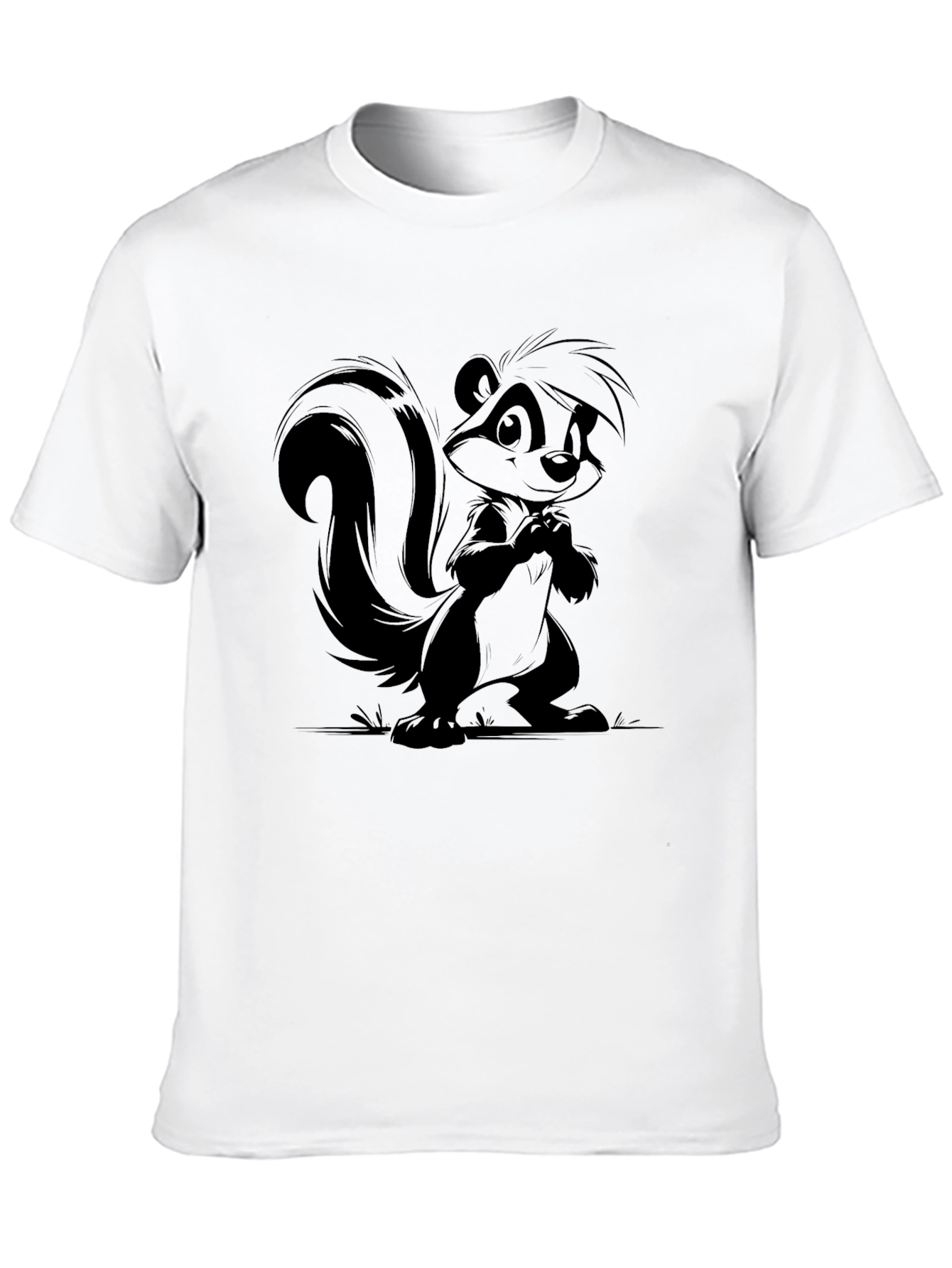 Black Skunk Cartoon Graphic Print T-Shirt view 10