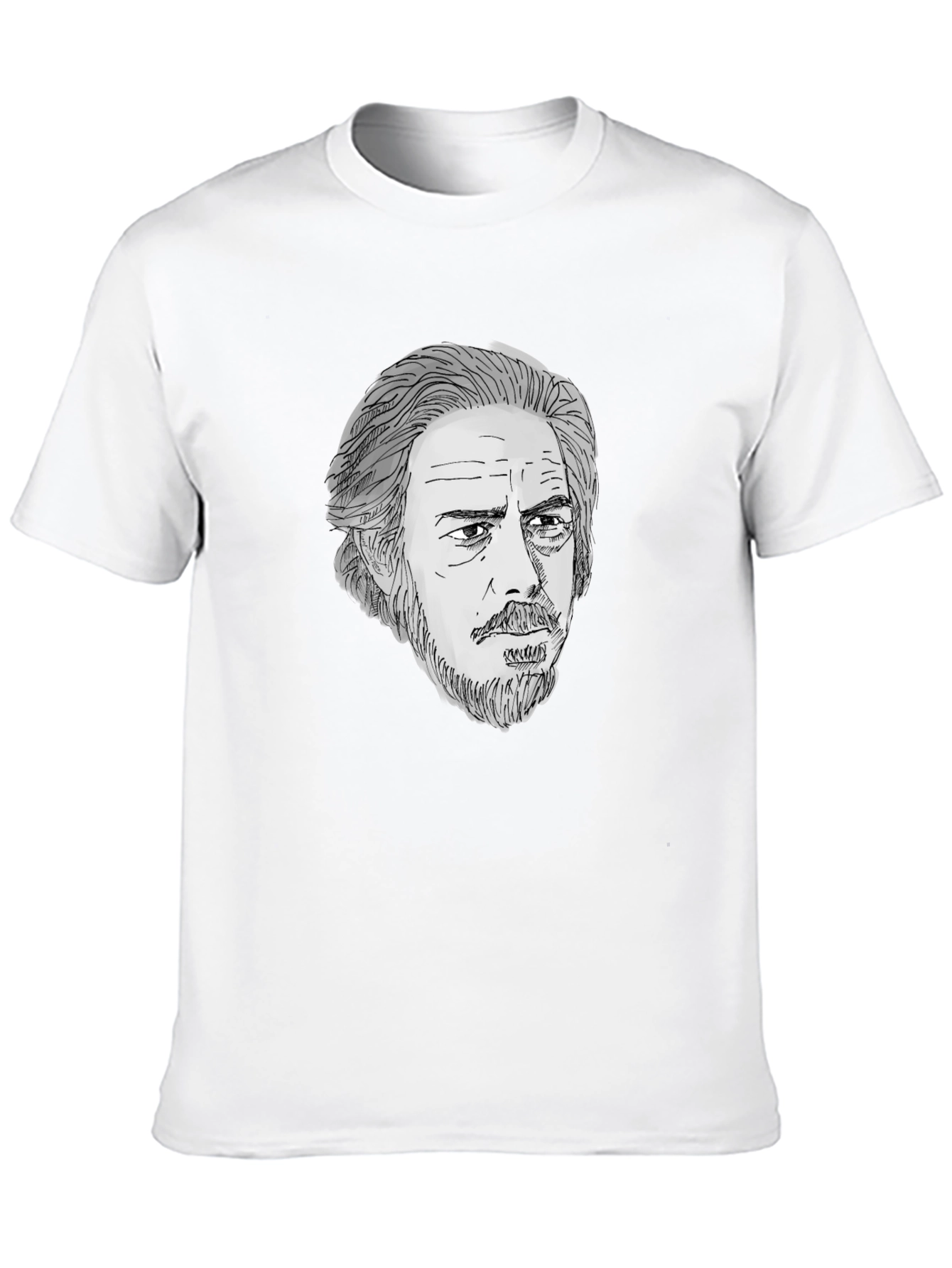 Black Men's Black T-Shirt with Portrait Graphic view 10