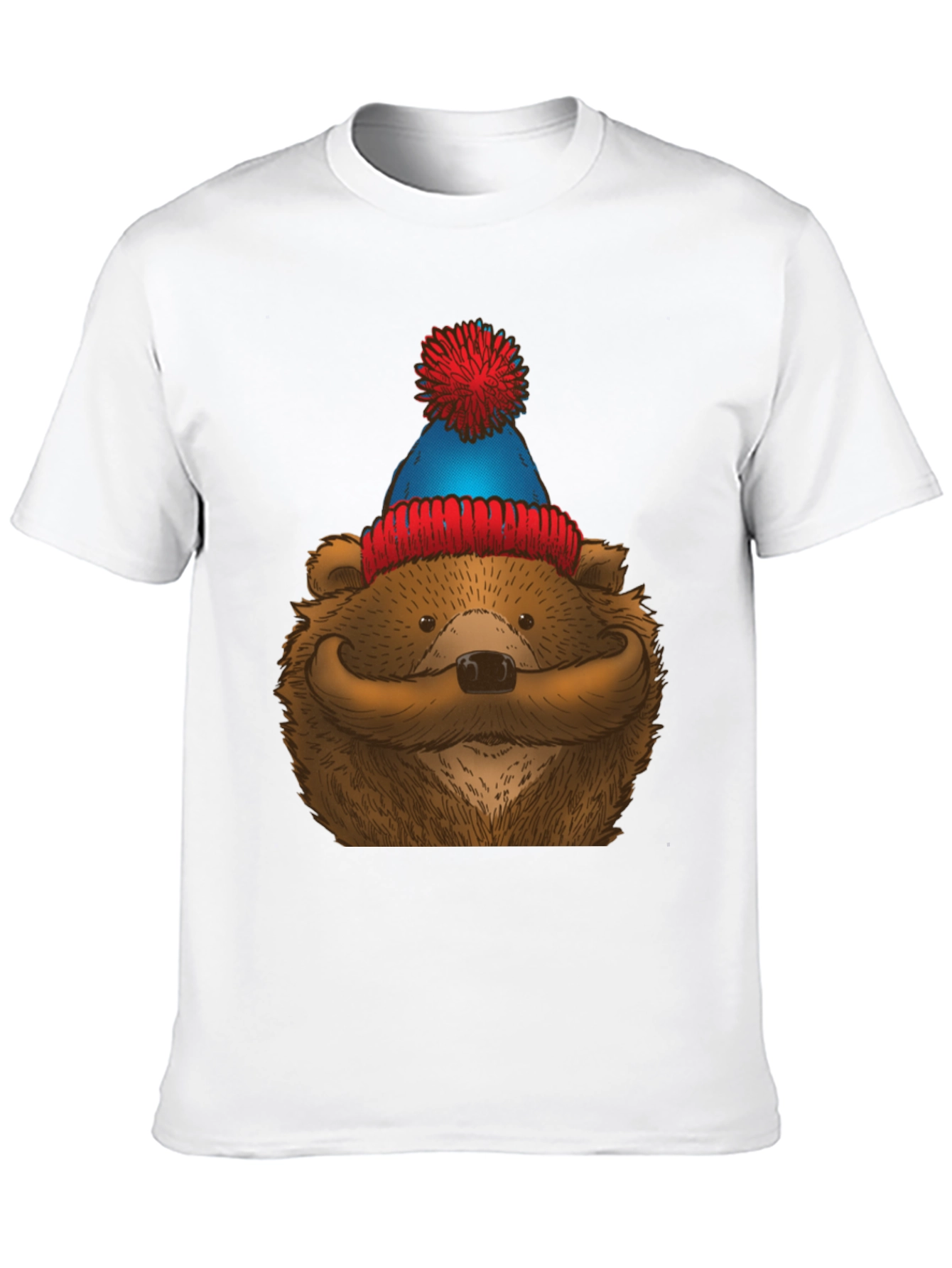 Black Bear with Mustache & Beanie T-Shirt view 10