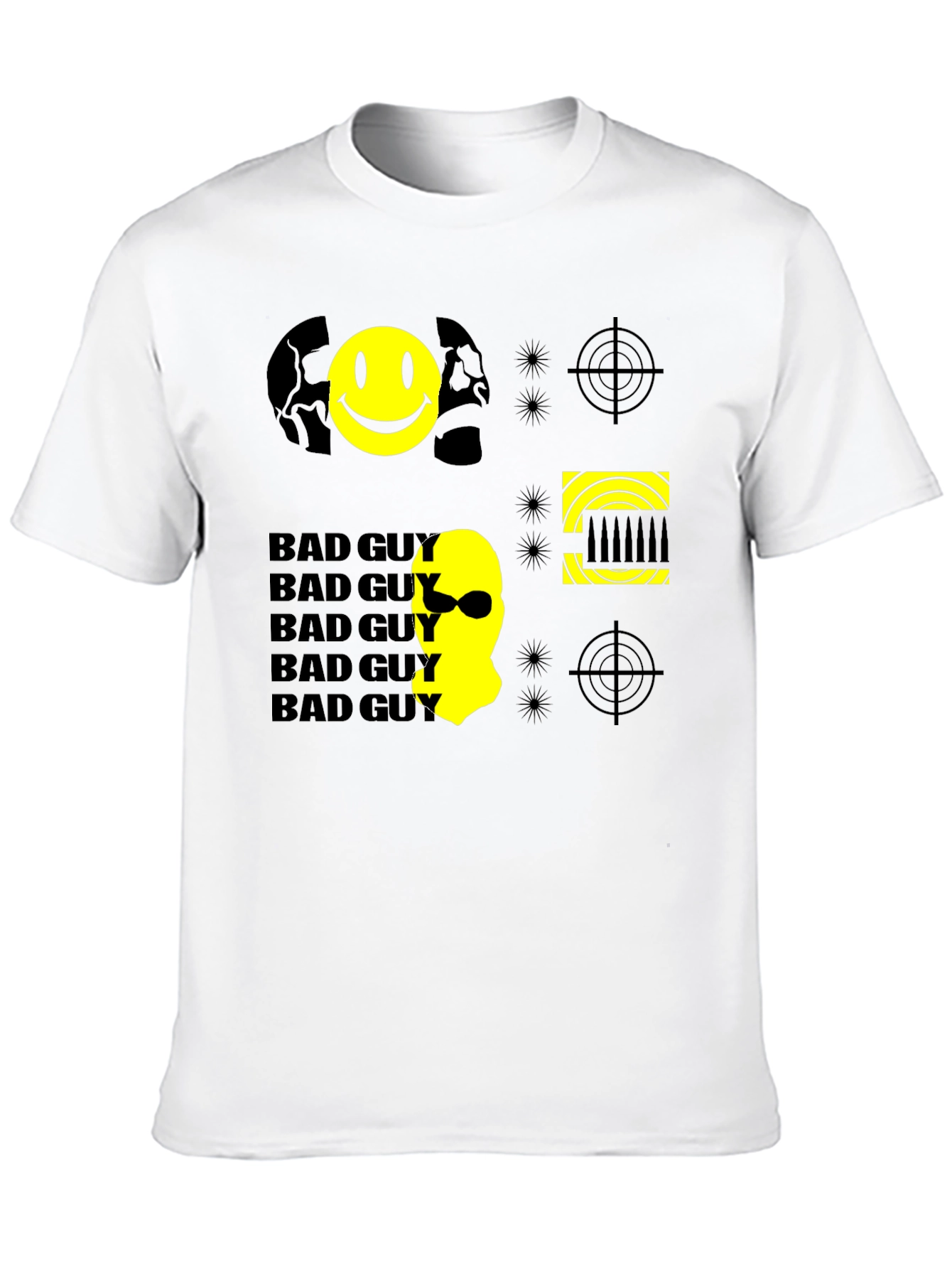 Black Bad Guy Graphic Print Tee - Black Cotton Crew Neck T-Shirt view 10