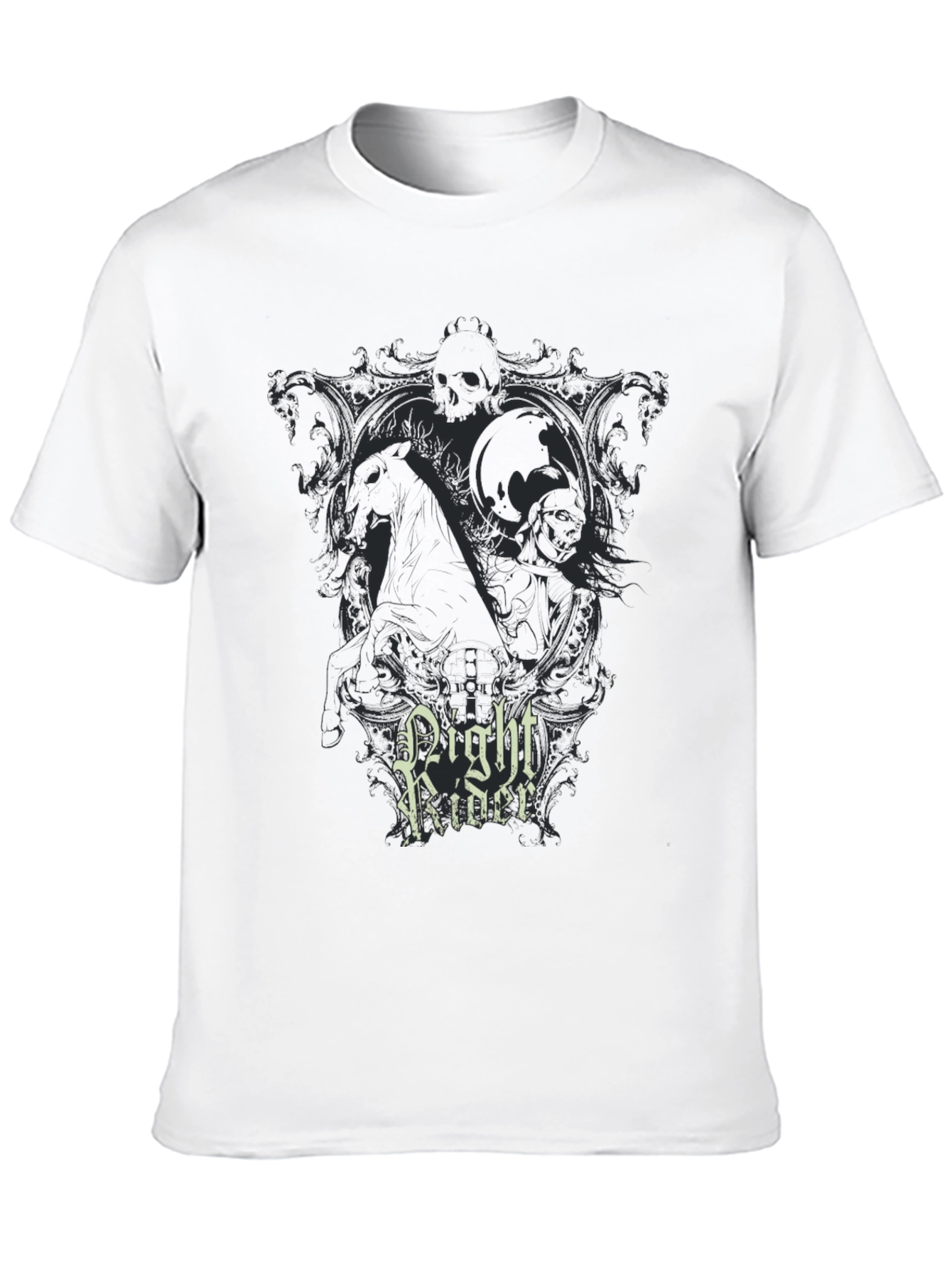 Black Night Rider Graphic Print Black T-Shirt view 10