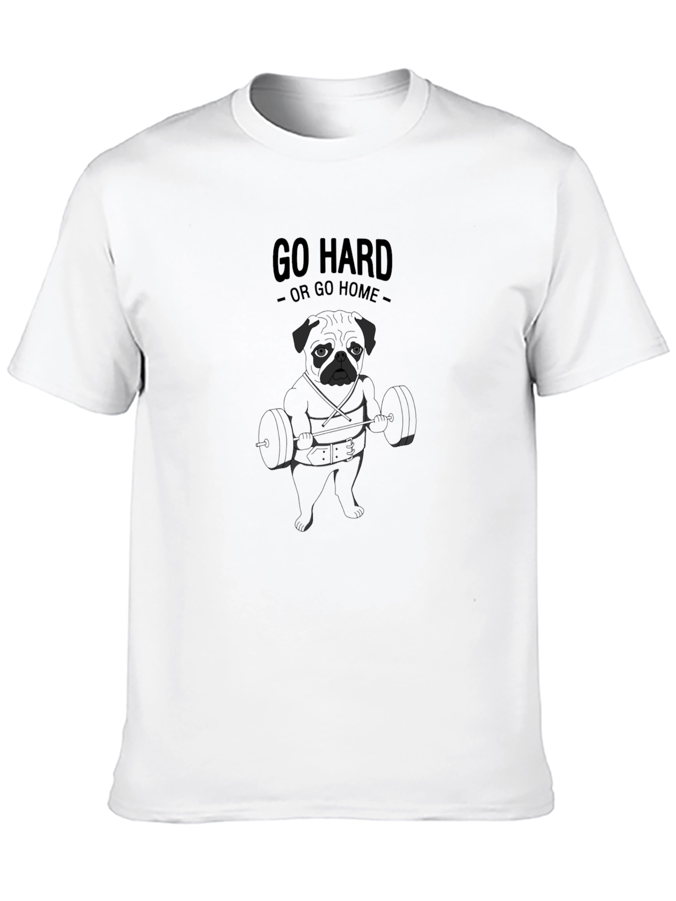Black Go Hard Pug Black T-Shirt view 10
