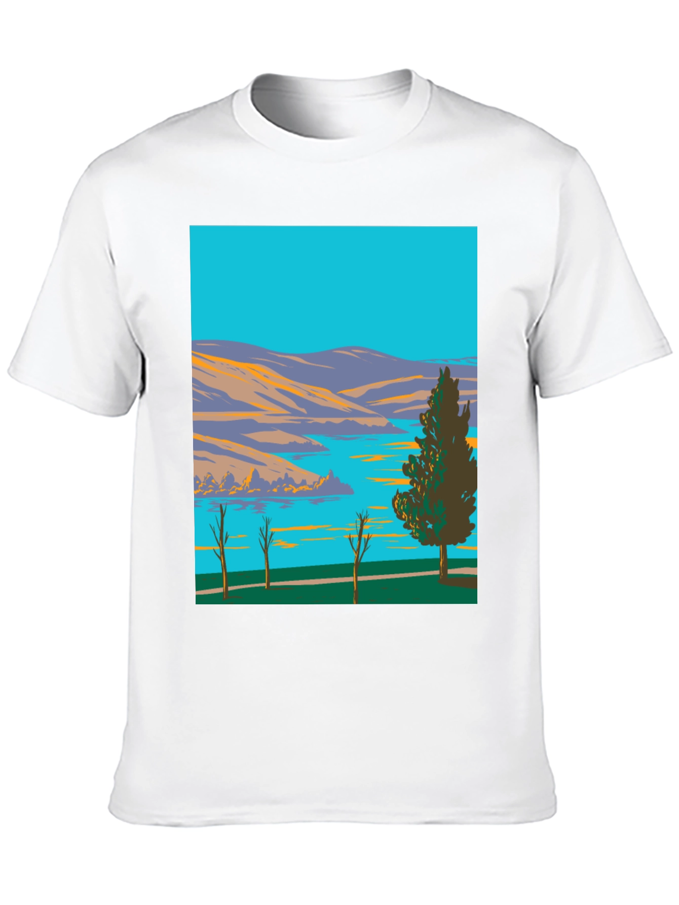 Black Lake & Mountain Graphic Tee - Nature Art Shirt view 10