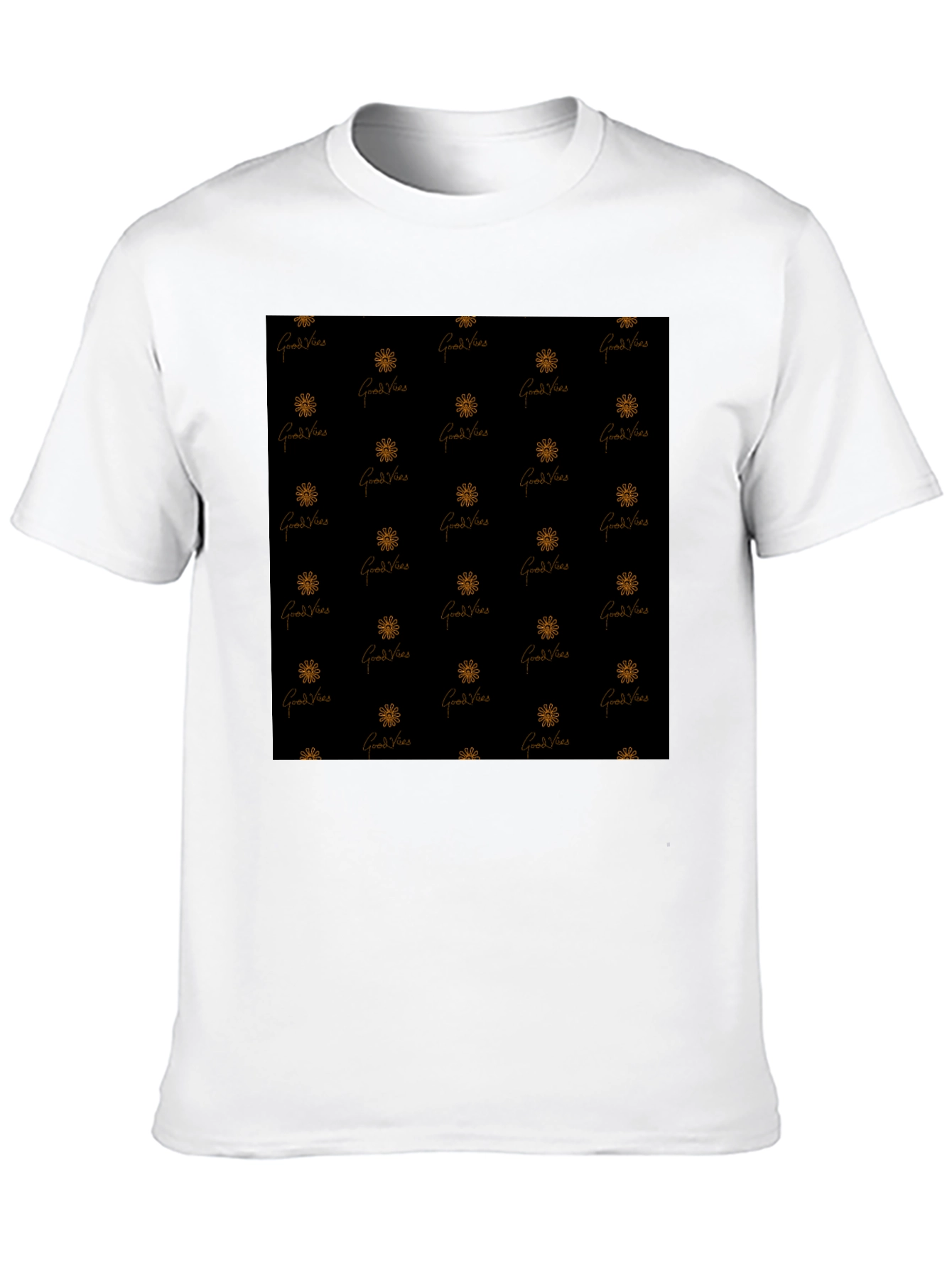 Black Good Vibes Patterned Black T-Shirt view 10