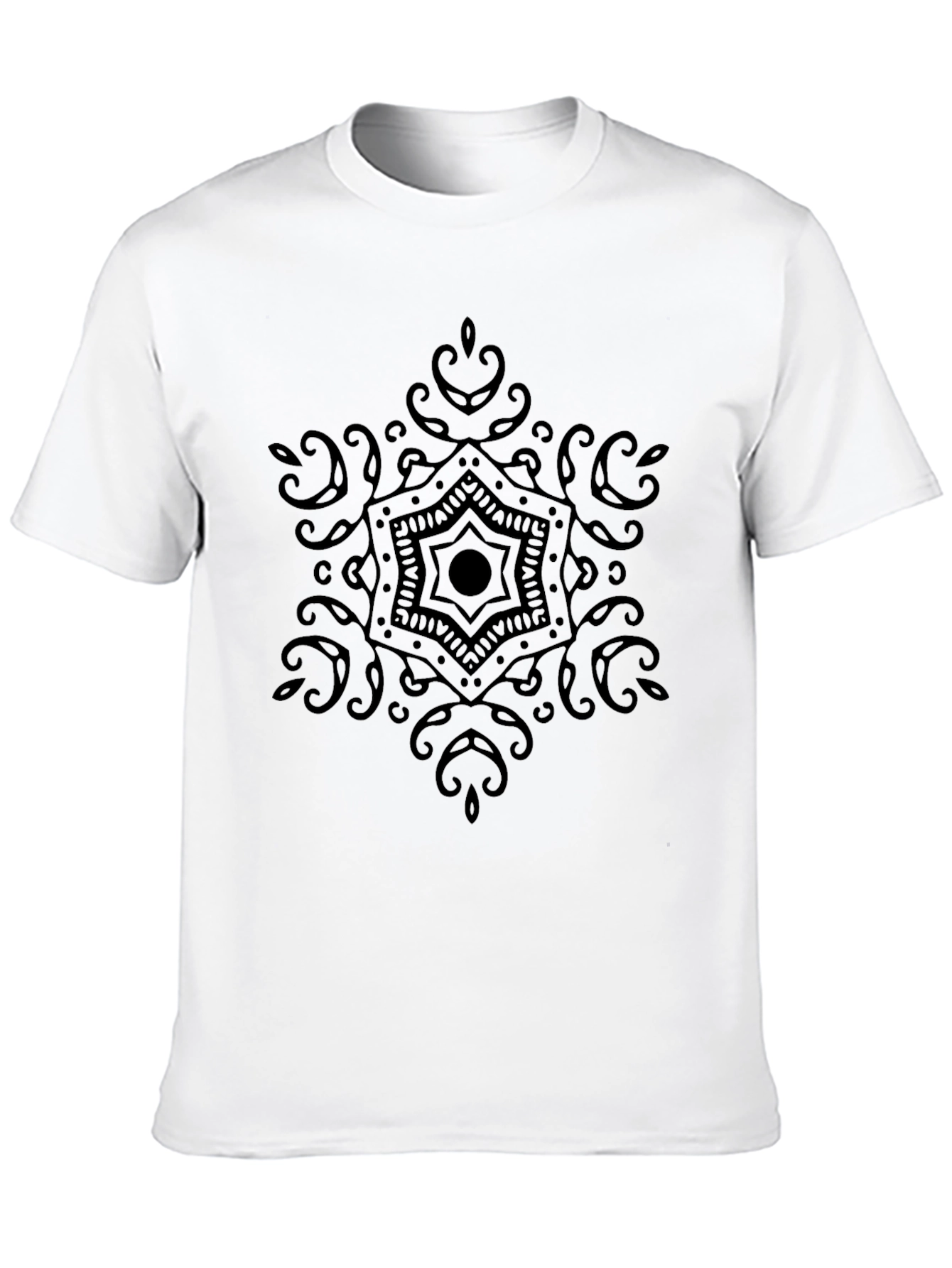 Black Men's Black Mandala Graphic Tee - Casual Style view 10