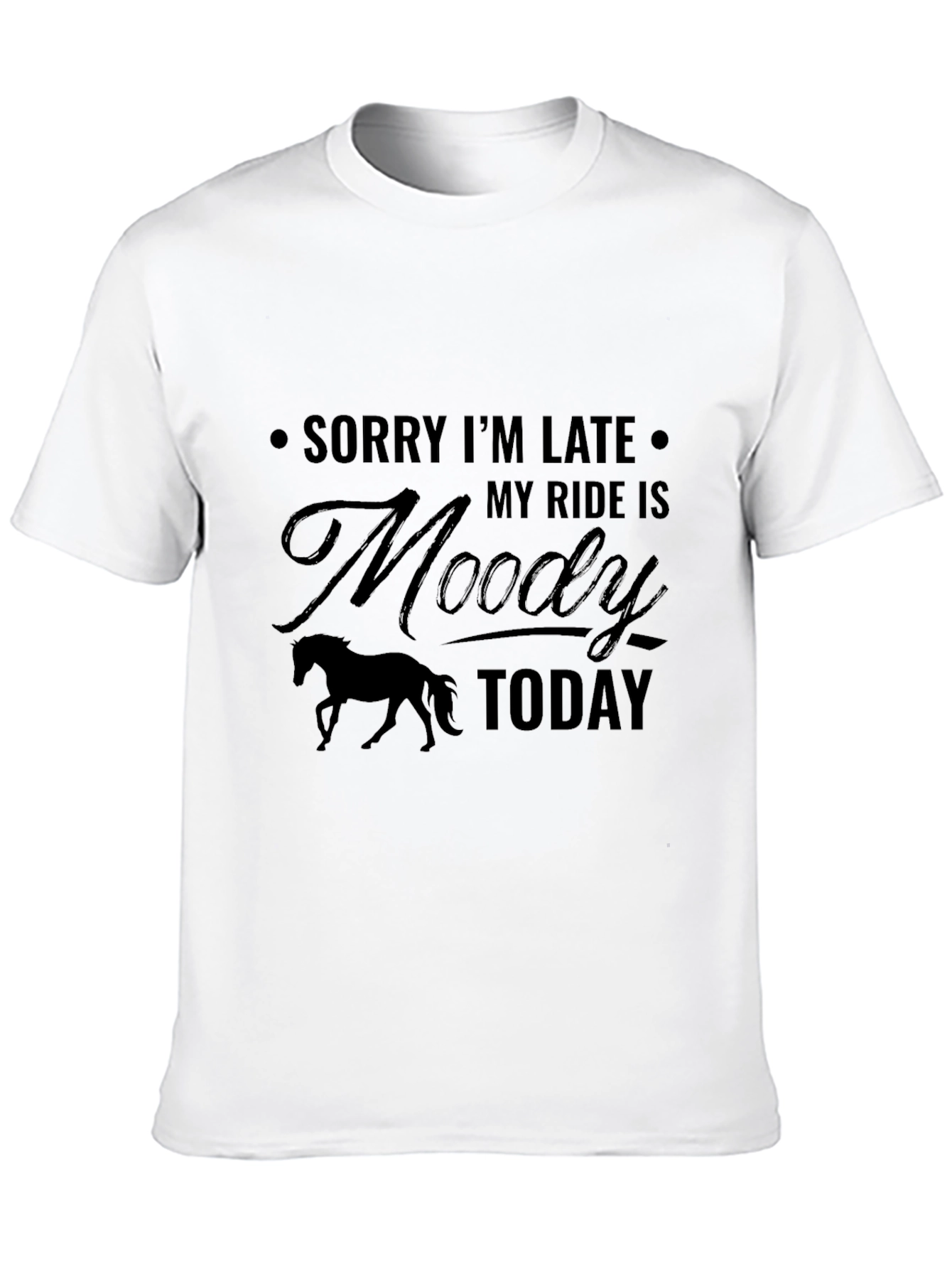 Black Moody Horse T-Shirt - Funny Equestrian Tee view 10