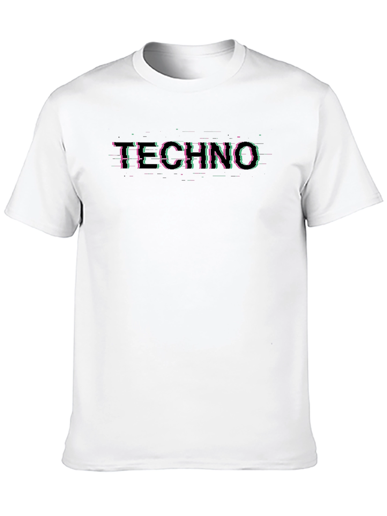 Black Techno Glitch Style Graphic Tee - Black view 10