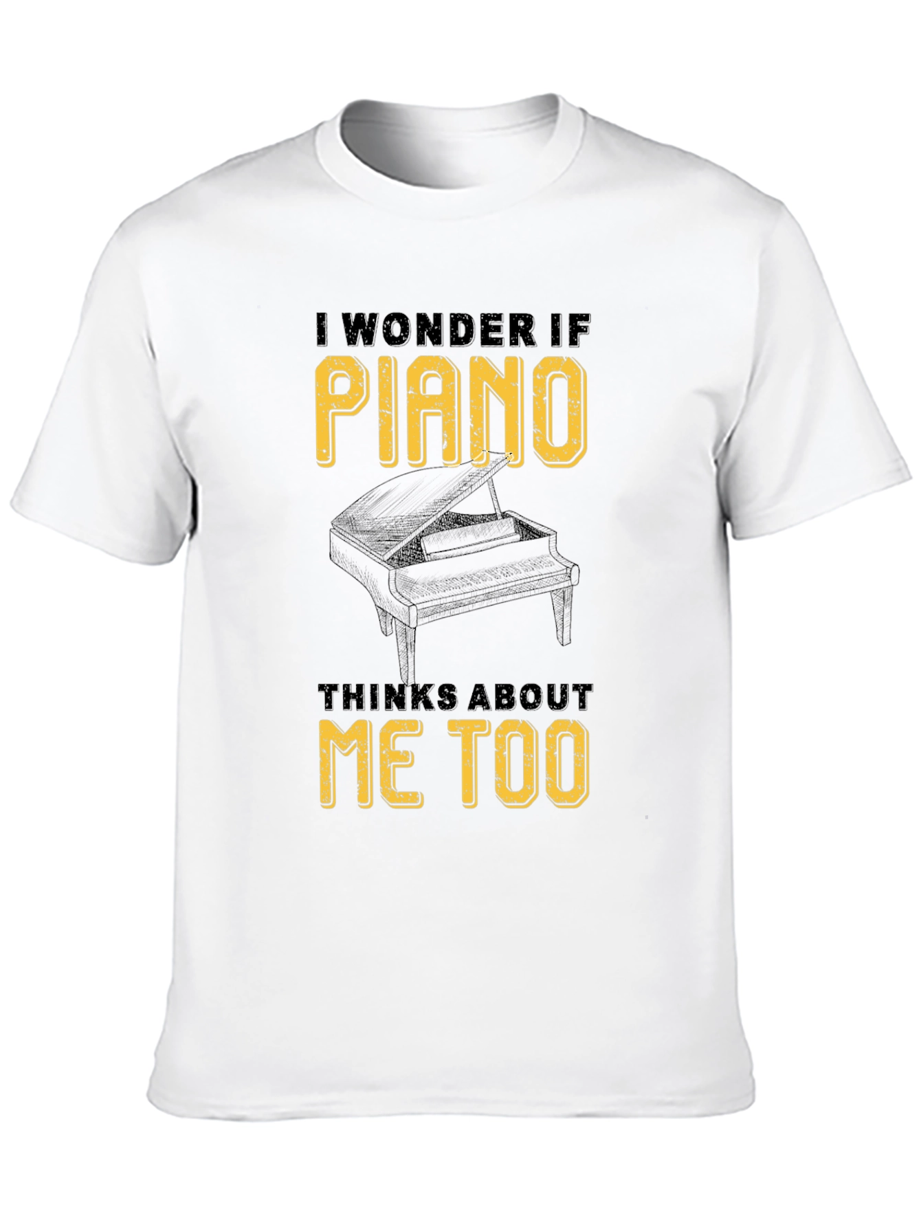 Black Piano Lover Graphic Tee - I Wonder If Piano Thinks About Me Too view 10