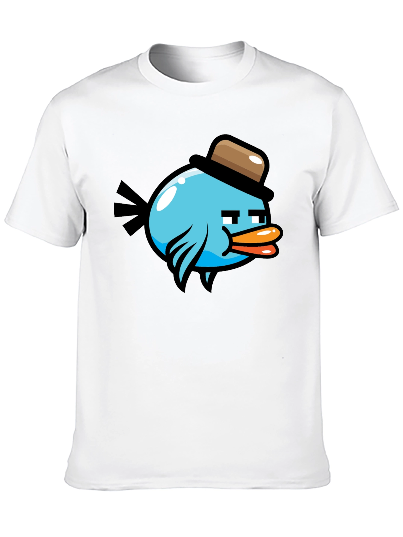 Black Cartoon Bird in Hat Graphic Tee - Black view 10