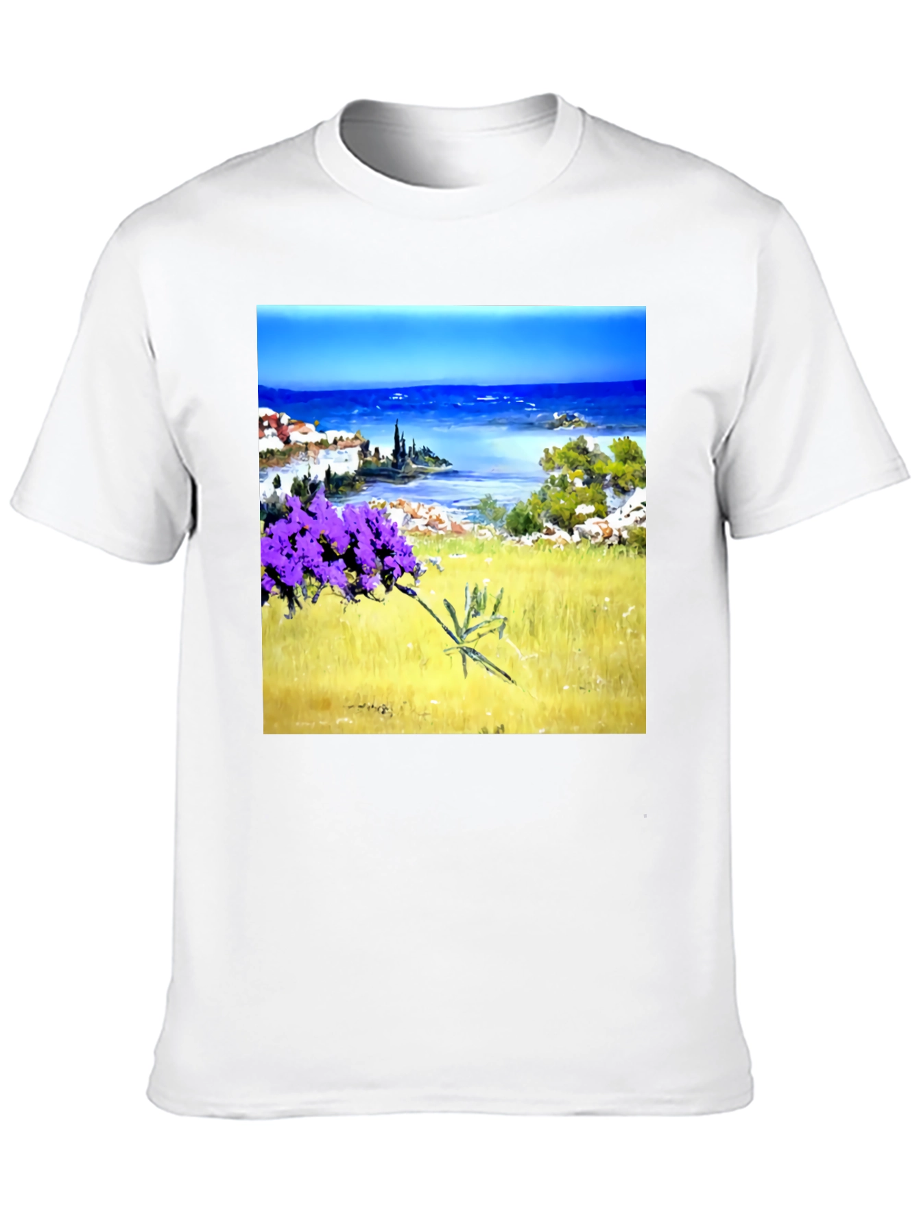 Black Coastal Lavender Art Print Black T-Shirt view 10