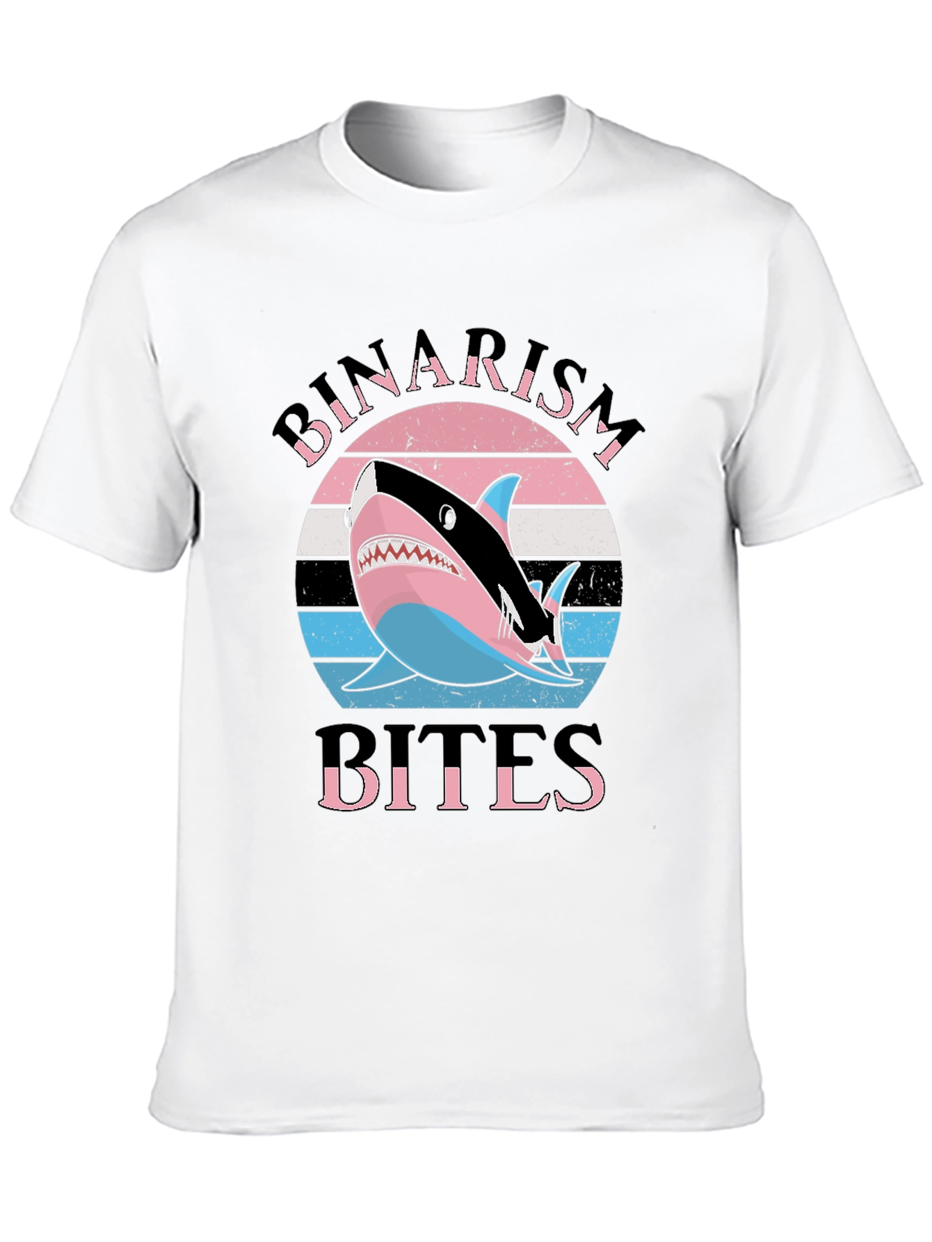Black Binairism Bites Shark Graphic Tee view 10