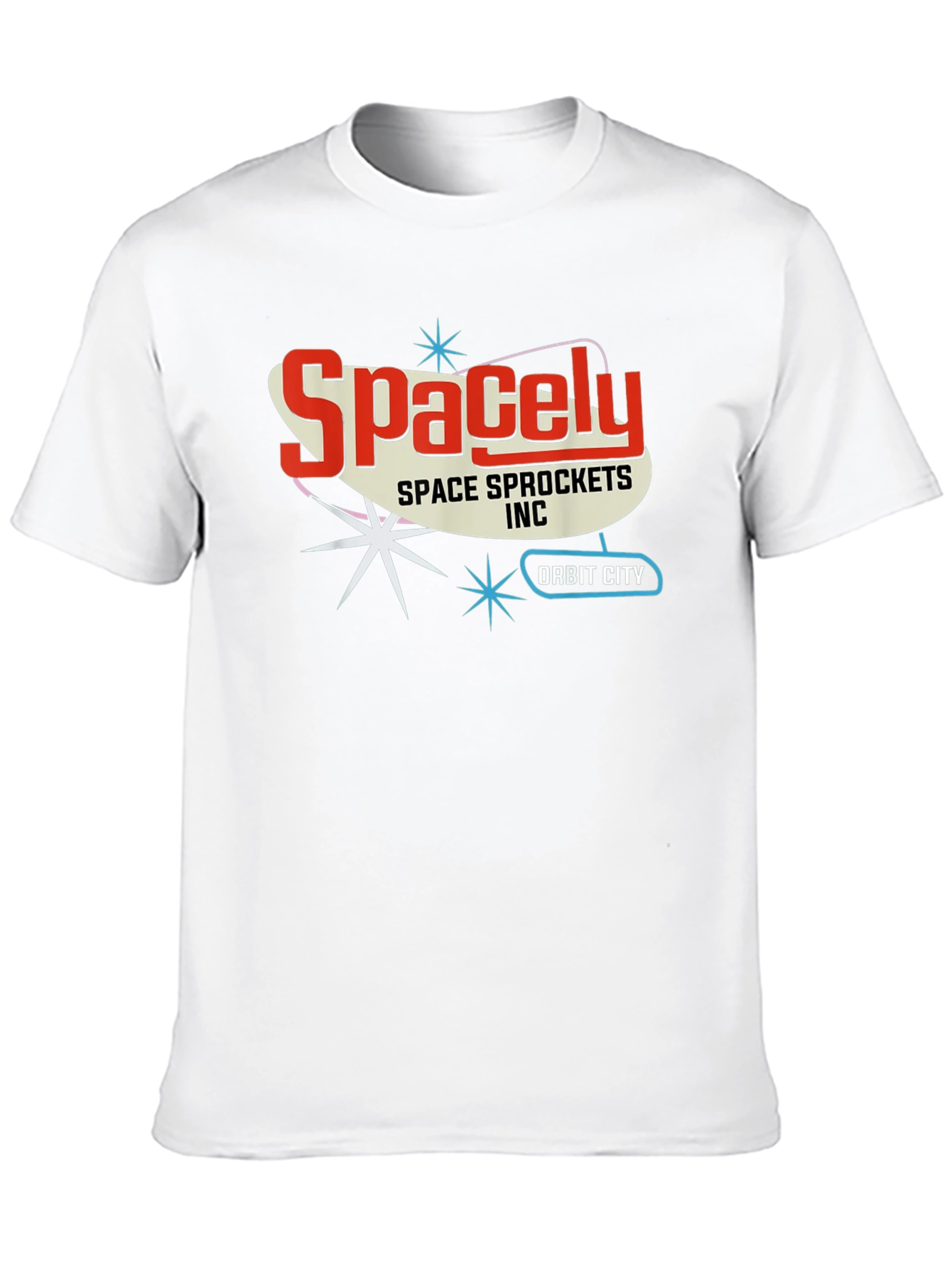 Black Spacely Sprockets T-Shirt - Retro Space Age Style view 10