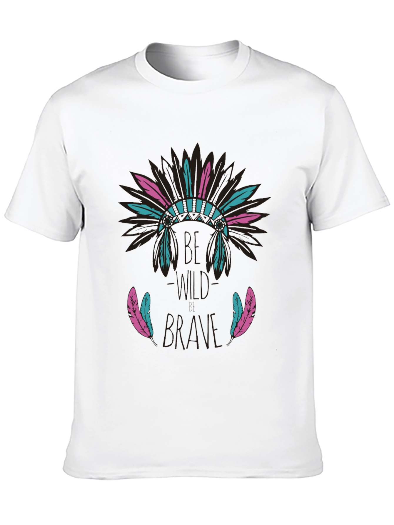 Black Be Brave Feather Headdress Graphic T-Shirt view 10