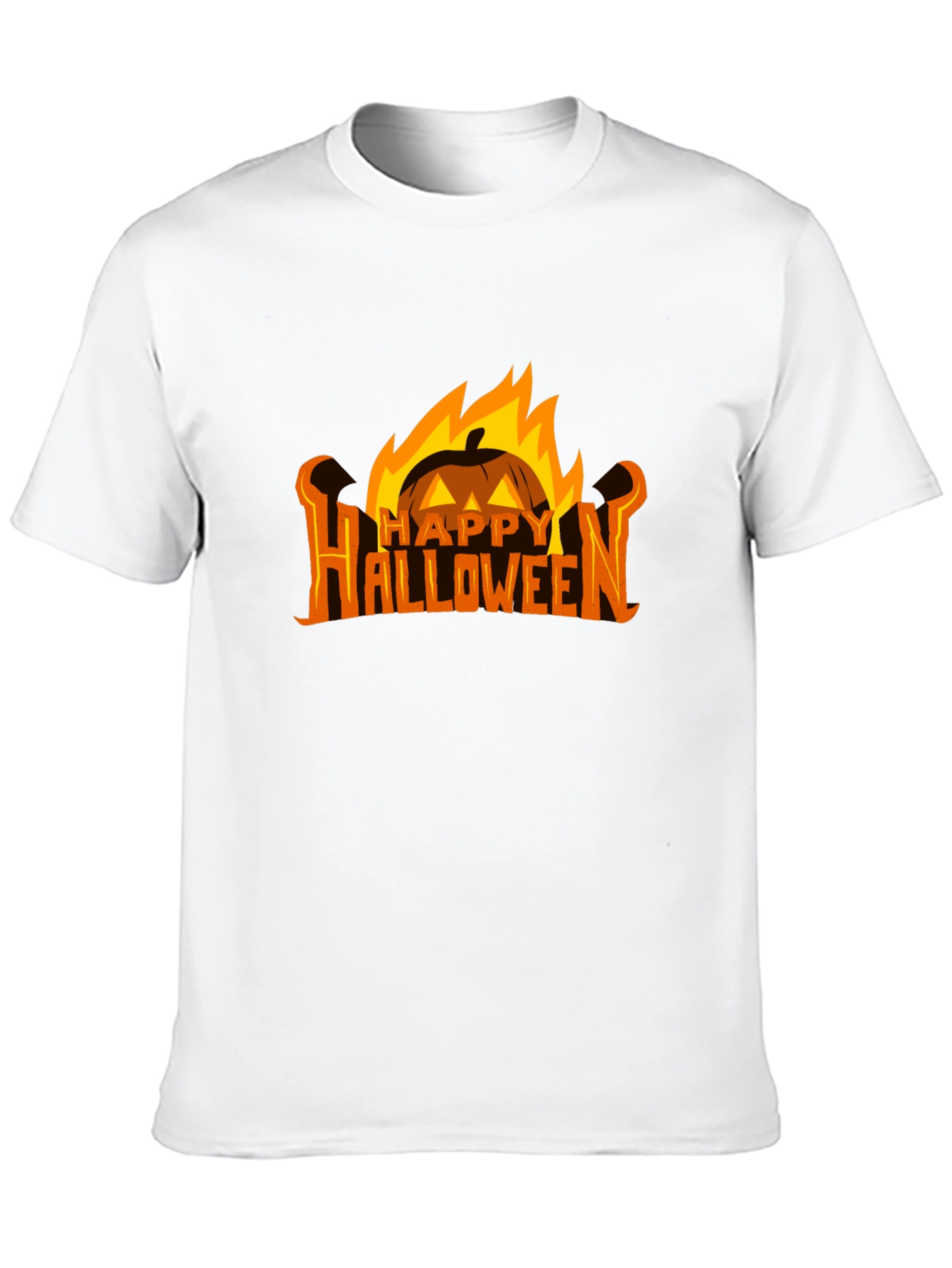 Black Halloween Pumpkin Fire Graphic Tee view 10