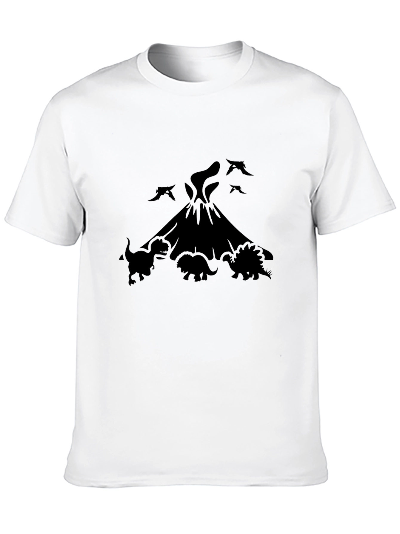 Black Dinosaur Volcano Graphic Tee - Black Cotton Blend Shirt view 10