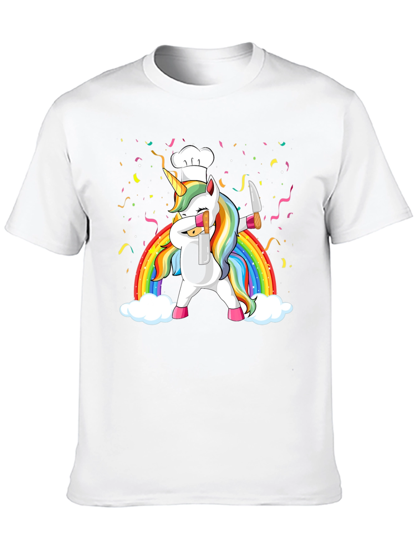 Black Unicorn Chef Rainbow T-Shirt Funny Foodie Tee view 10