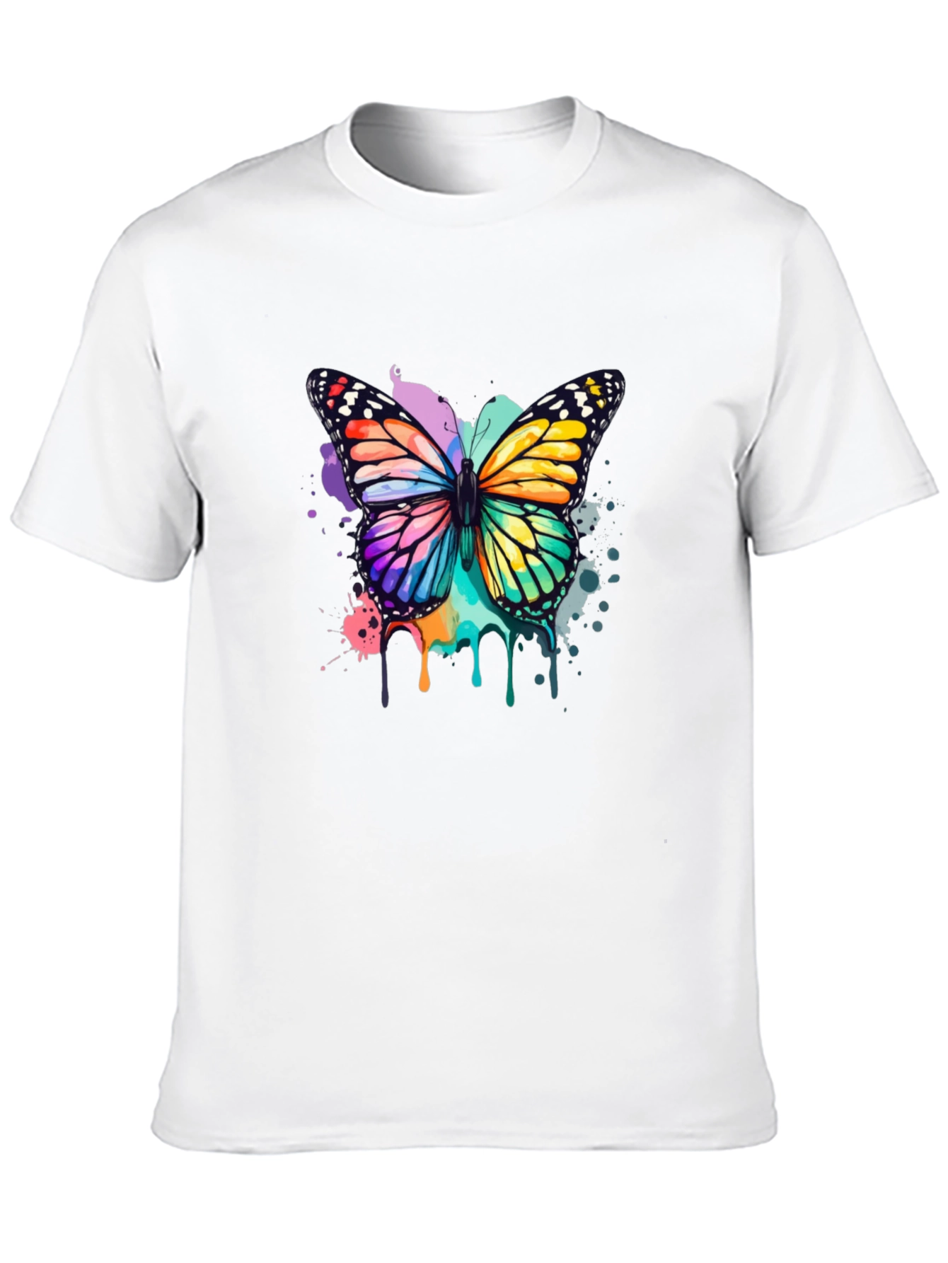 Butterfly Watercolor Graphic Tee - Black - 10