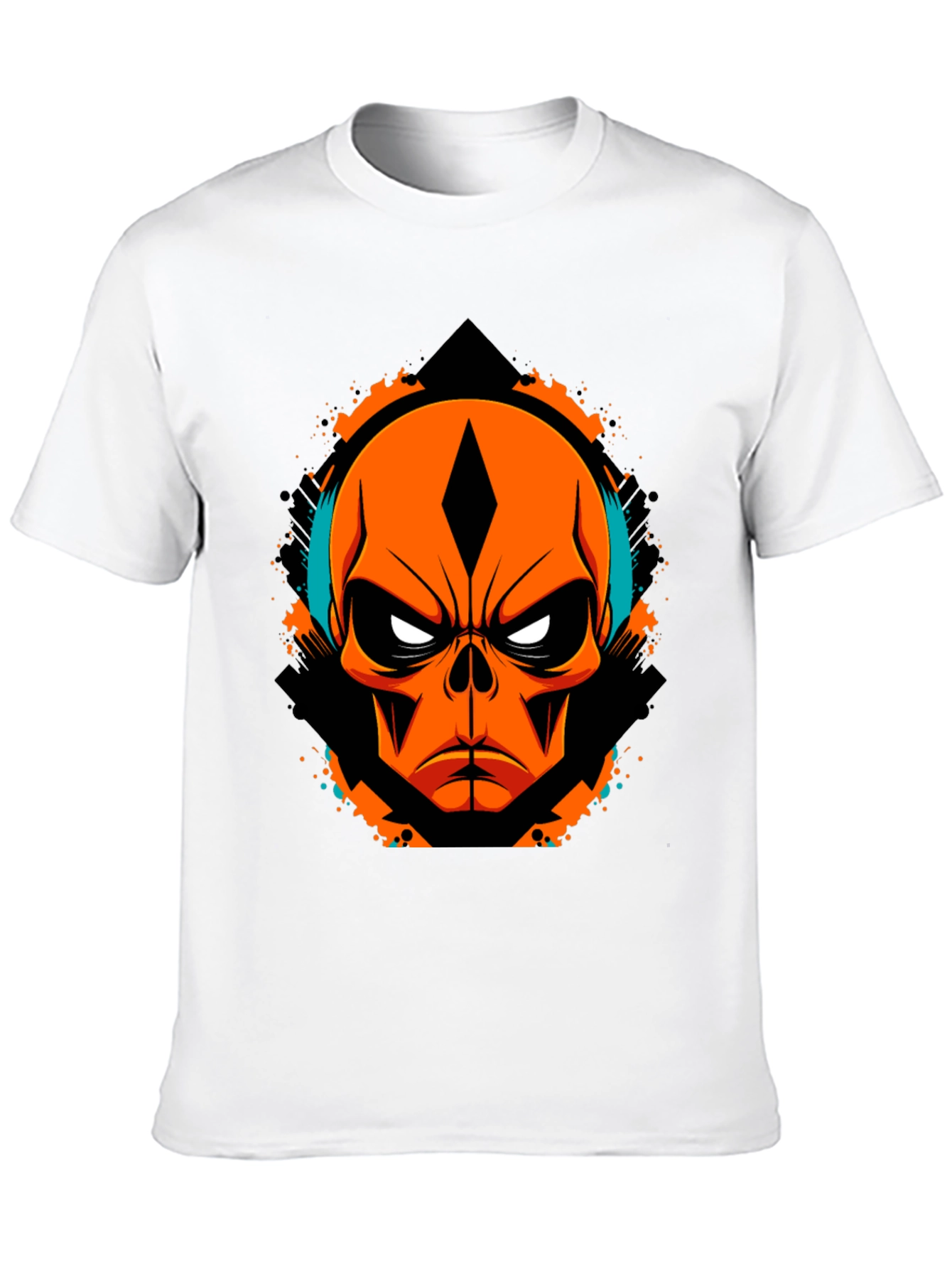 Black Orange Skull Graphic Tee - Edgy Streetwear view 10