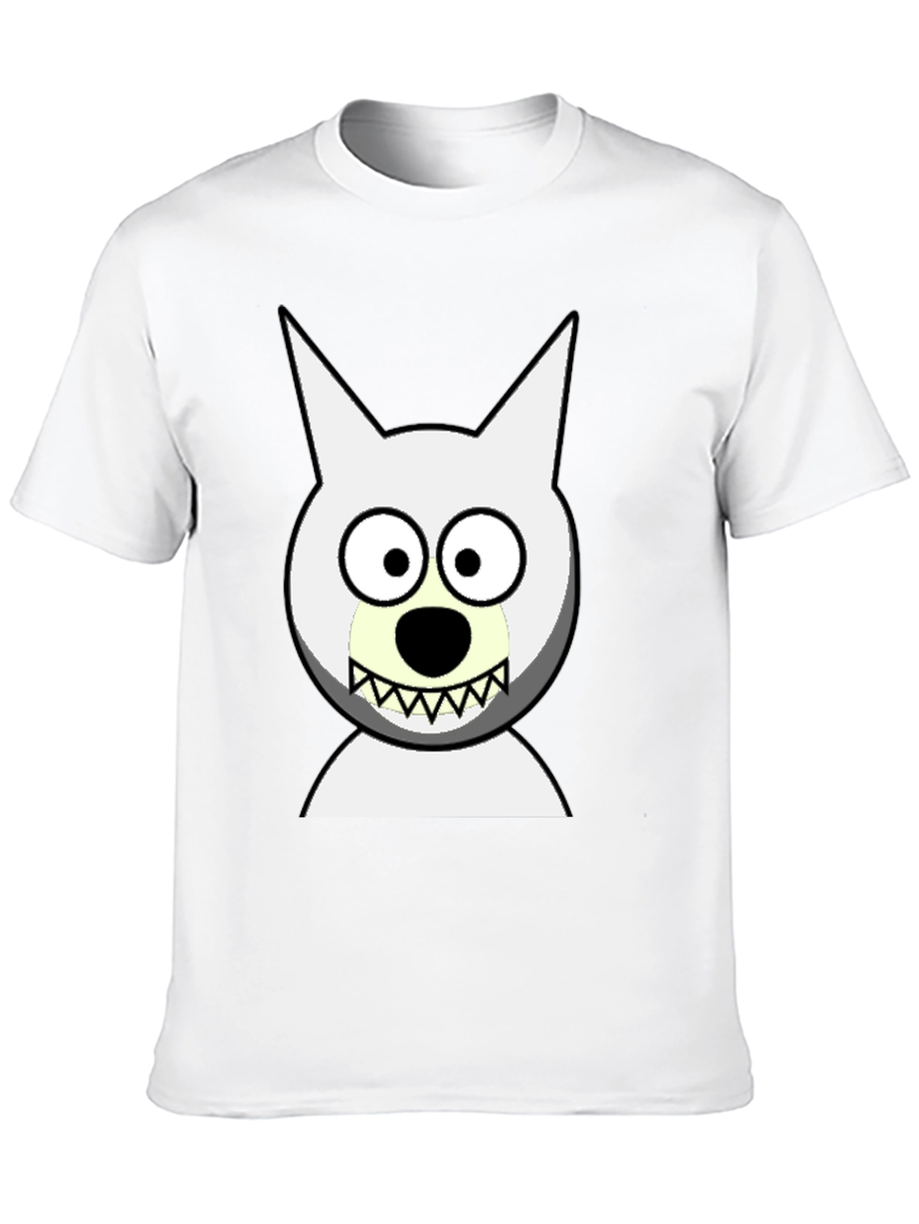 Black Funny Cartoon Wolf Graphic Black T-Shirt view 10