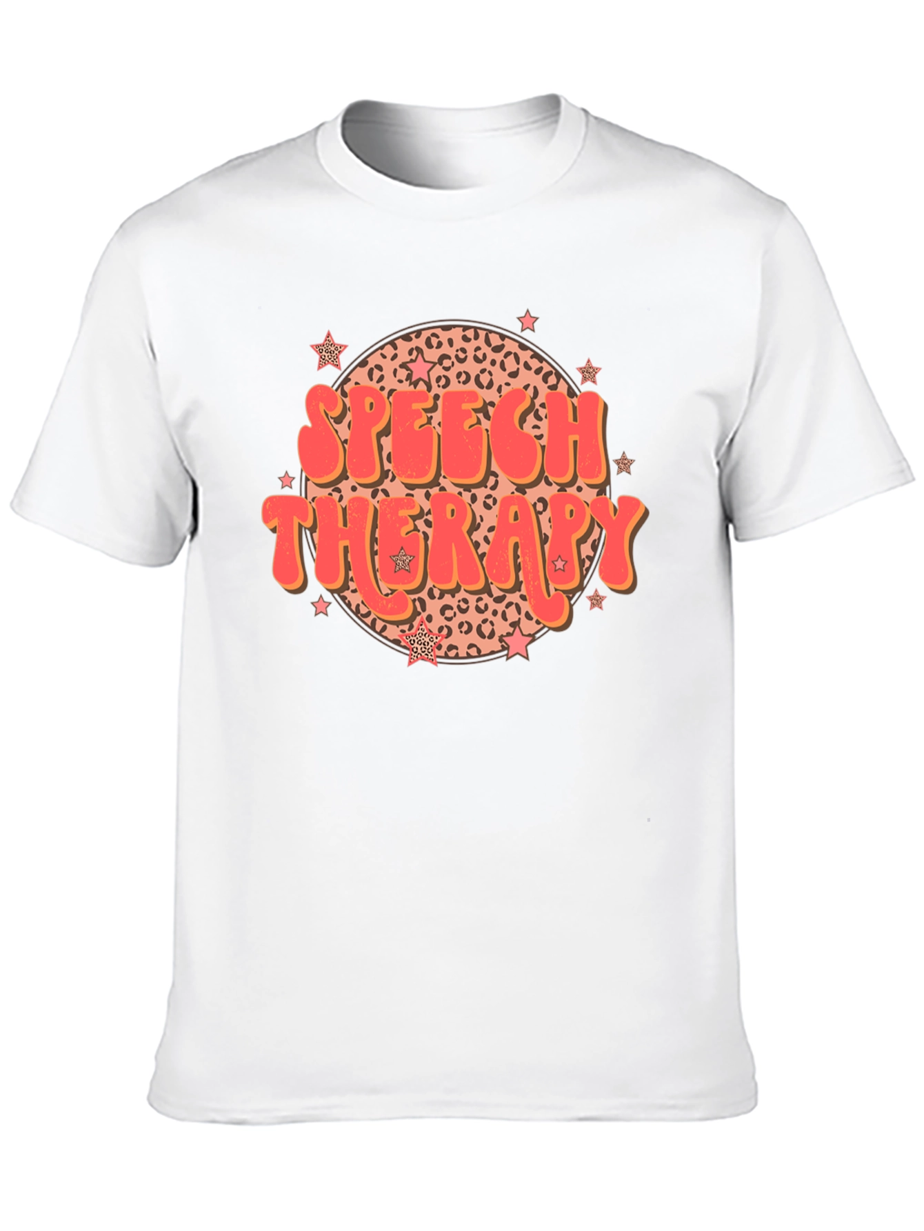 Black Speech Therapy Leopard Print Star T-Shirt view 10