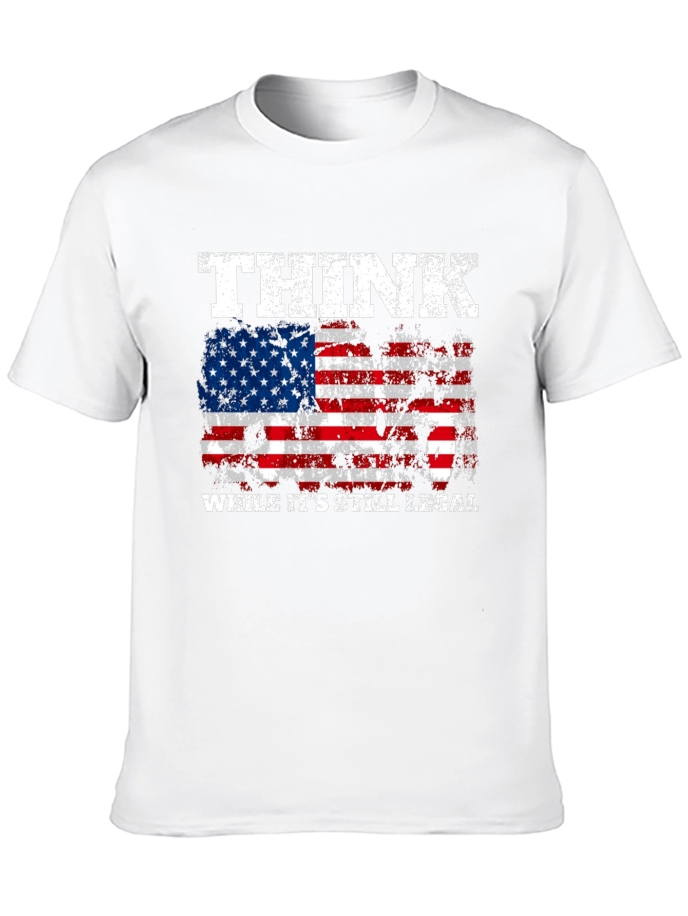 Black Think While It's Still Legal American Flag T-Shirt view 10