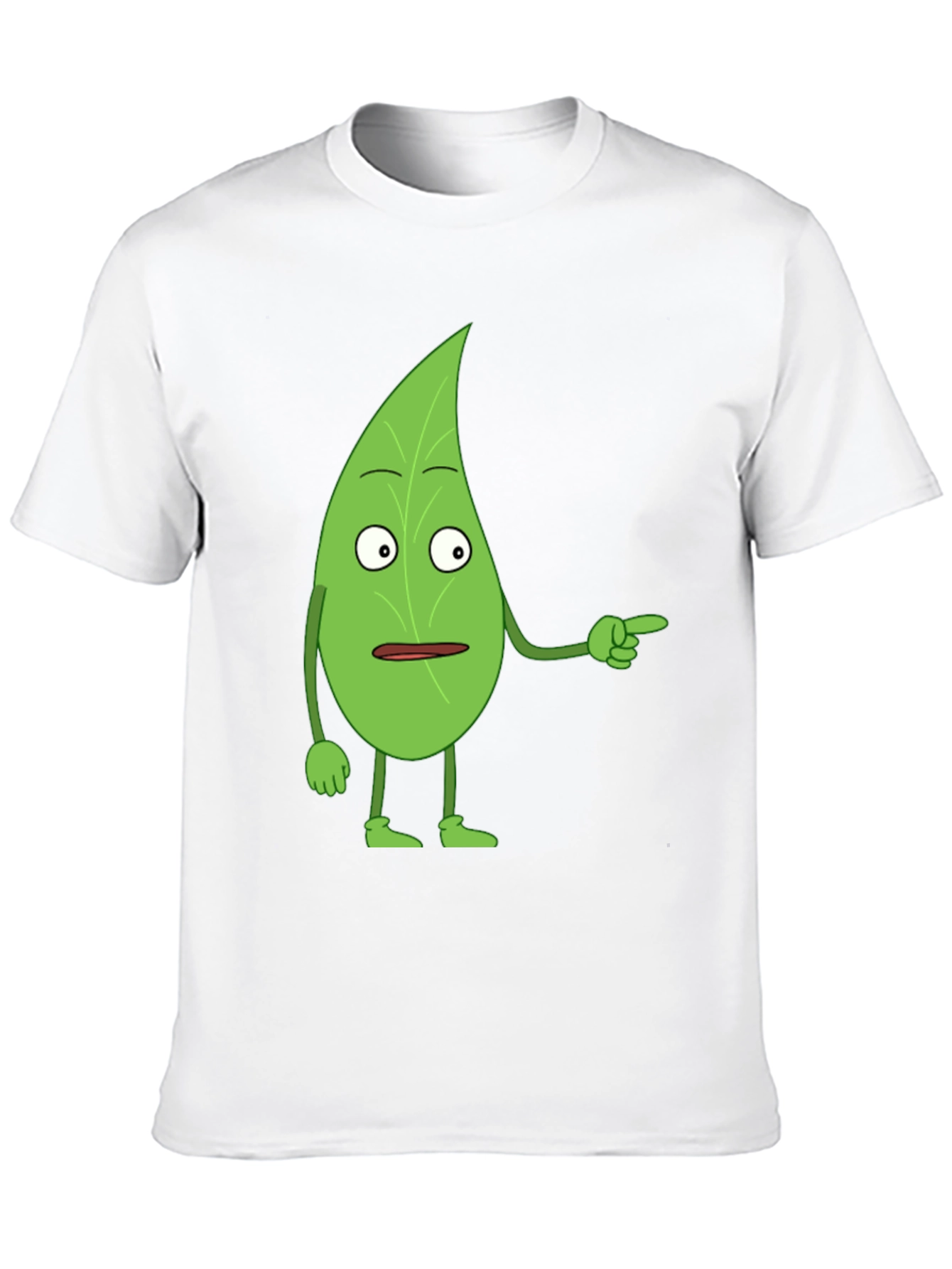 Black Funny Leaf Character Black T-Shirt view 10