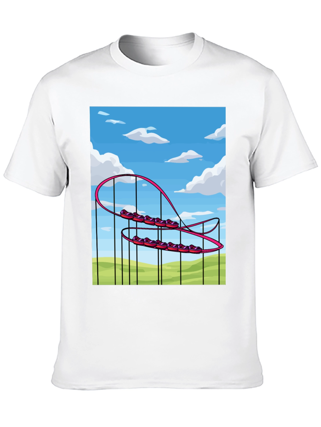 Black Cartoon Roller Coaster Graphic Tee - Fun & Unique Style view 10