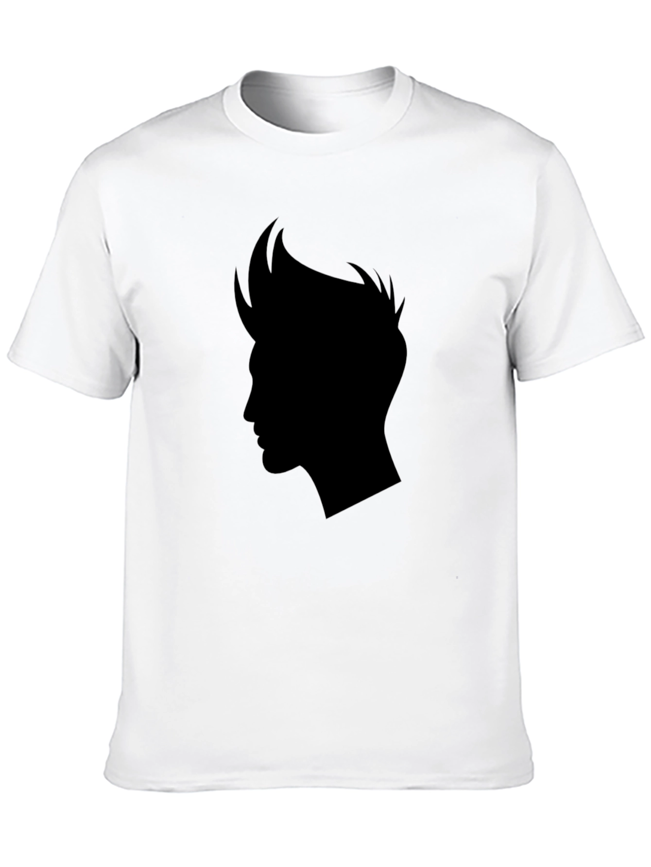Black Men's Black T-Shirt with Stylish Hair Silhouette Graphic view 10