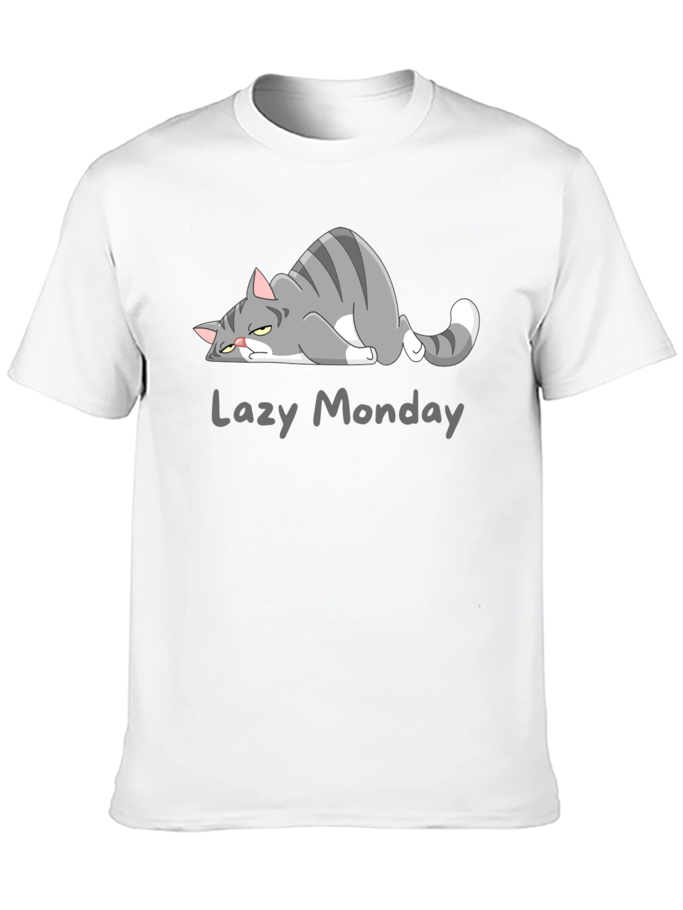 Black Lazy Monday Cat T-Shirt - Black Cotton Tee view 10