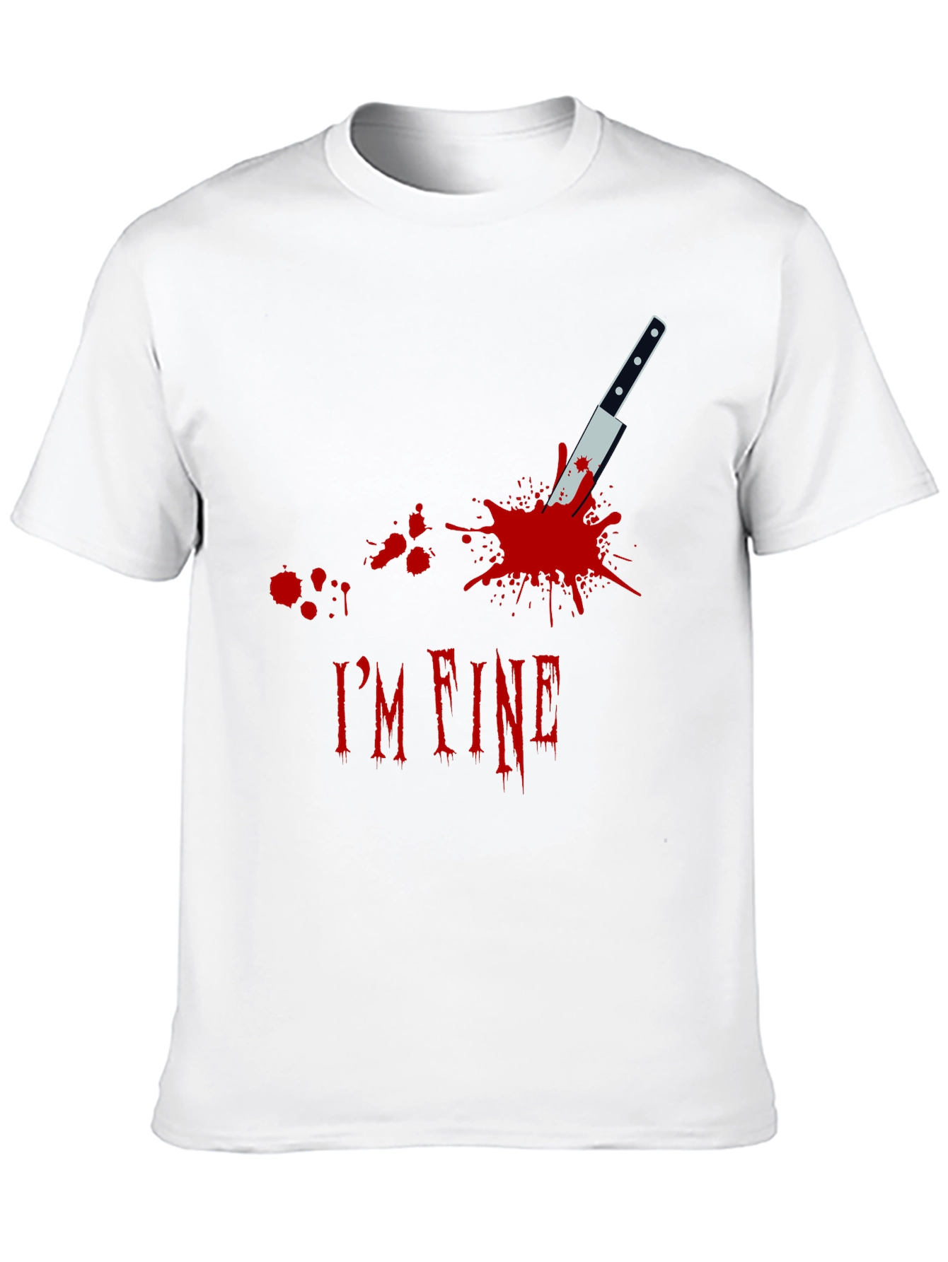 Black I'm Fine Knife Graphic Black T-Shirt view 10